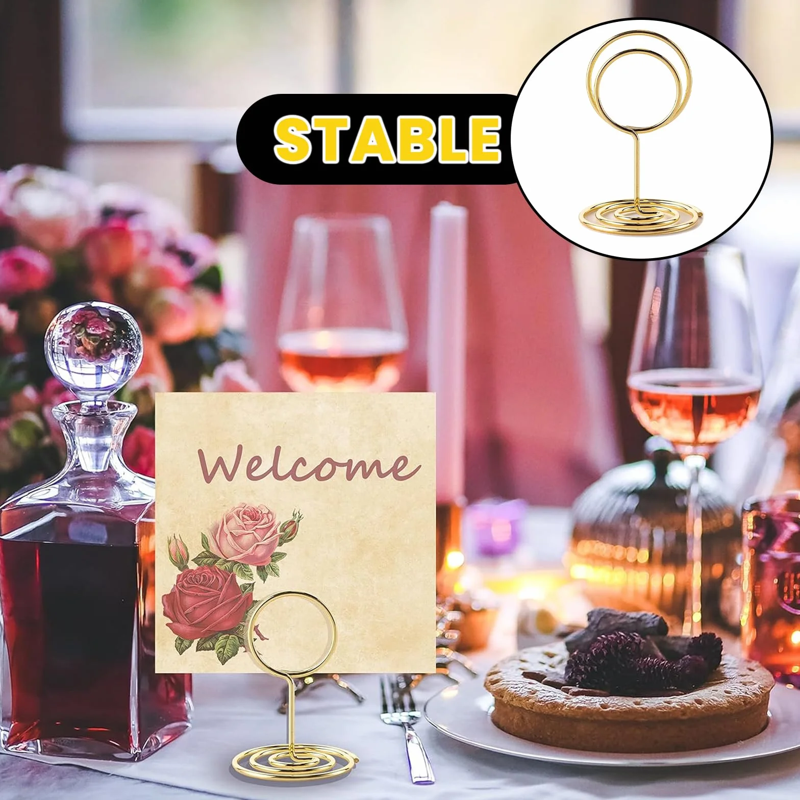 Supporto Segnaposto Tavolo Oro 24 Pezzi, Porta Memo Clip per Matrimoni Carte Biglietti da Visita