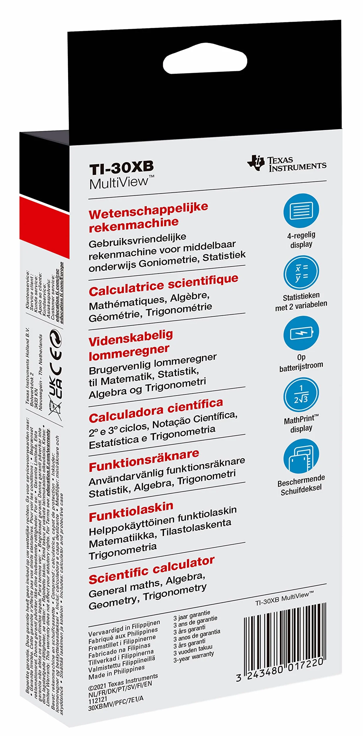 Texas Instruments Calcolatrice scientifica Multiview TI-30XB, grigia, bianca