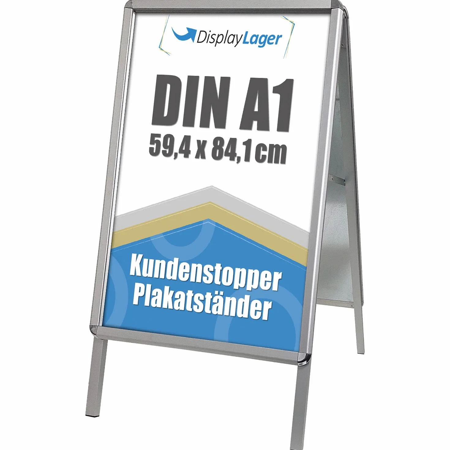 DisplayLager, qualità danese – Cavalletto pubblicitario dal bordo in alluminio con 2 pannelli in APET per 2 poster (su entrambi i lati), resistente alle intemperie, per marciapiedi (A1)