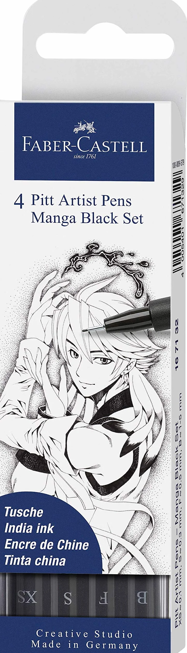 Faber-Castell Manga Set Starter Pitt Artist Pen & 167132 Pitt Artist Manga Set Nero Set 4 Punte Xs, S, F, B