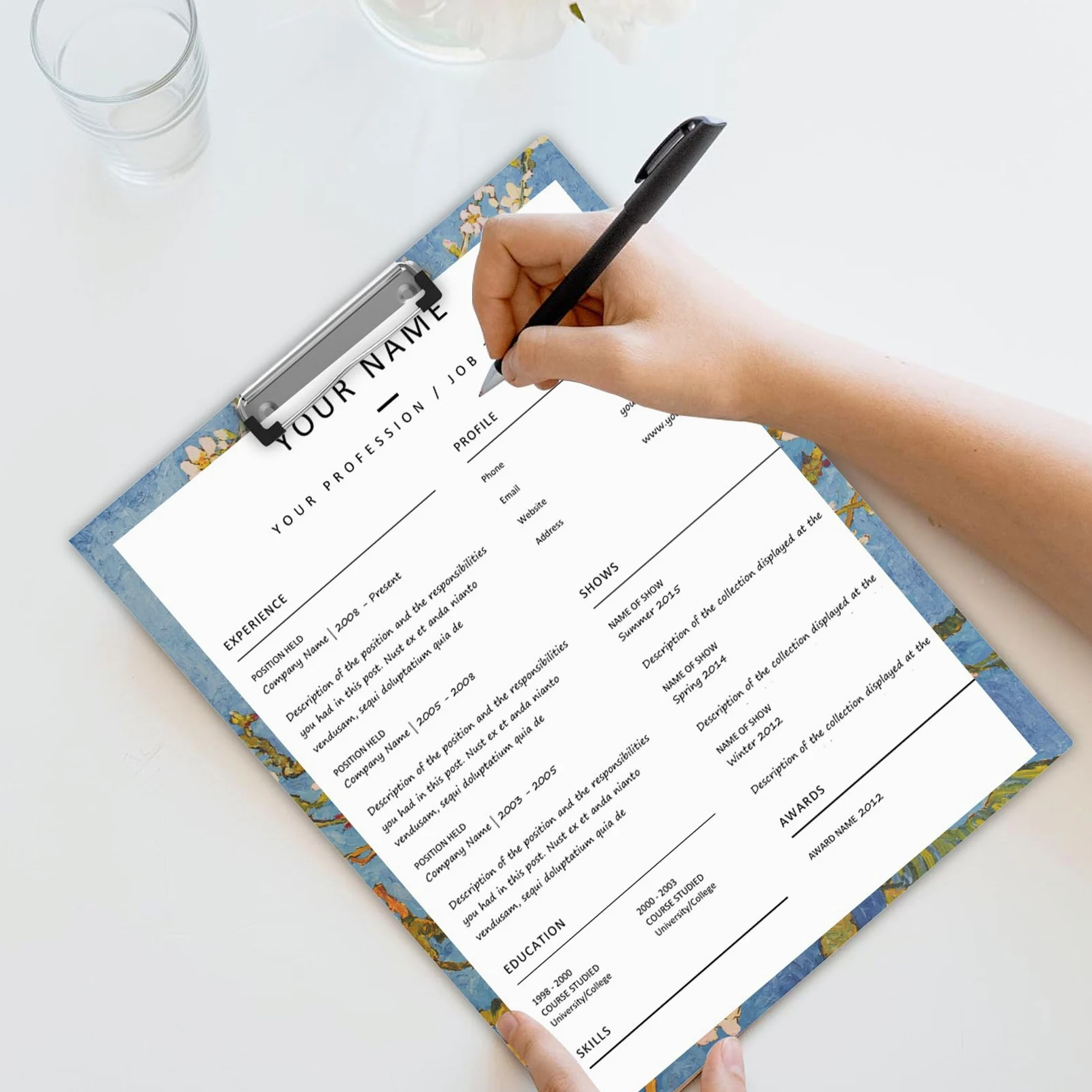 Cartellina portablocco formato A4 con blocco note e spazio interno, pieghevole, formato legale, per lavoro/bambini/insegnanti, mandorlo
