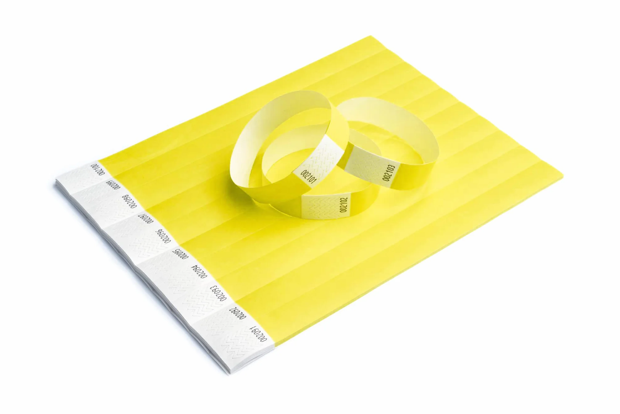 Braccialetti in carta Tyvek giallo iboo 500 per controllo sicurezza eventi