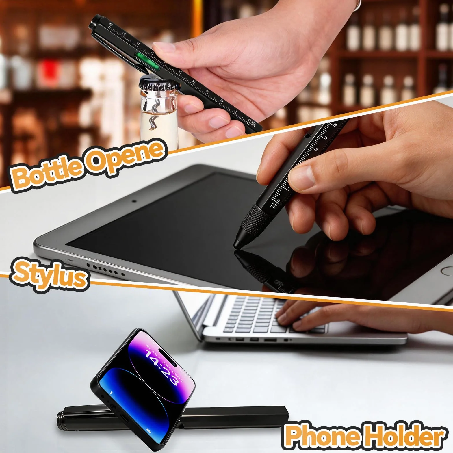 Penna Multifunzione 12 in 1 Gadget Uomo, Strumento Fidget Antistress