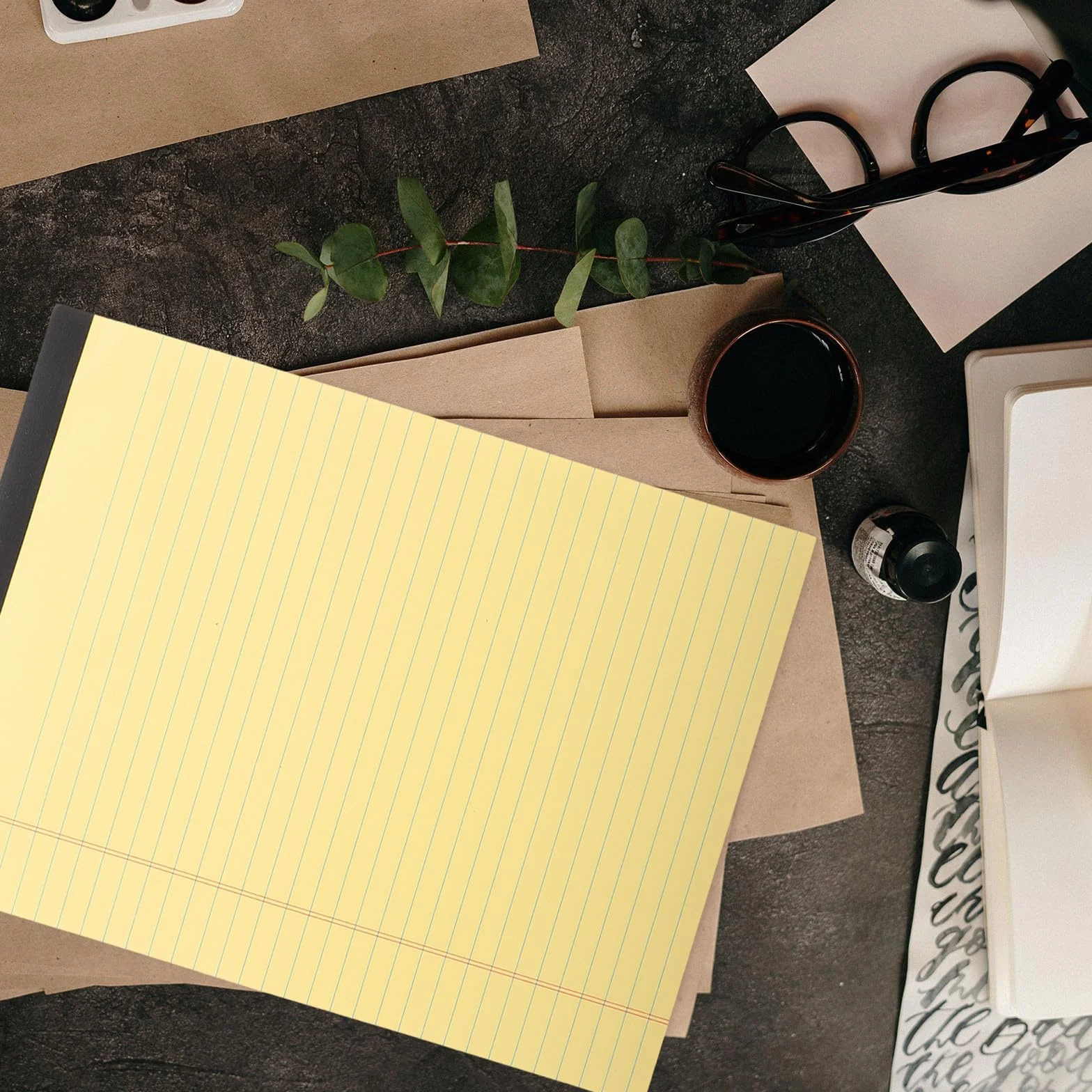 Outanaya Quaderno con Pagine Rigate e Layout a Sezioni Giallo 6 Pezzi A4 Blocco Note Portatile per Scuola, Ufficio e Appunti Professionali