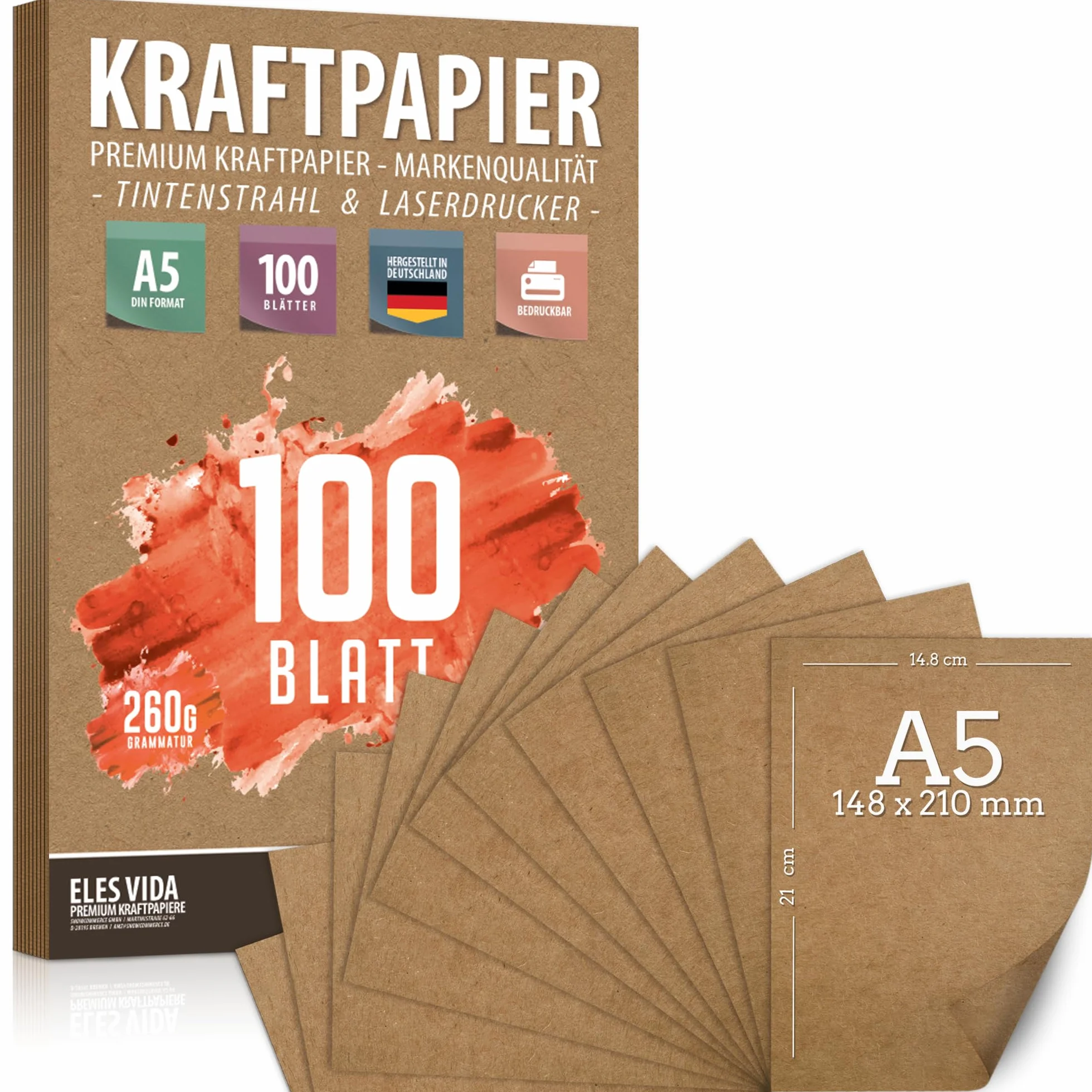 Carta Premium A5 260g 14,8x21 cm DIN 100 fogli per fai da te, regali, etichette
