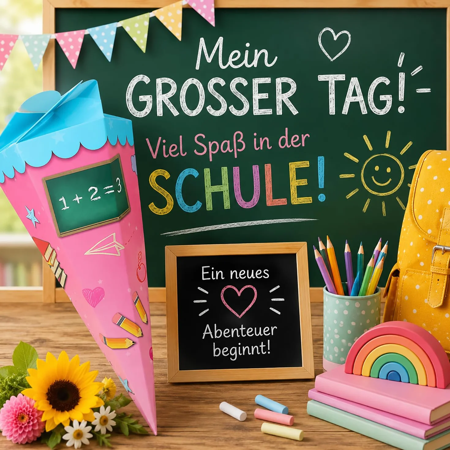 com-four 2 Coni Scolastici 30cm Pieghevole Cartone per Scuola Confezione Regalo