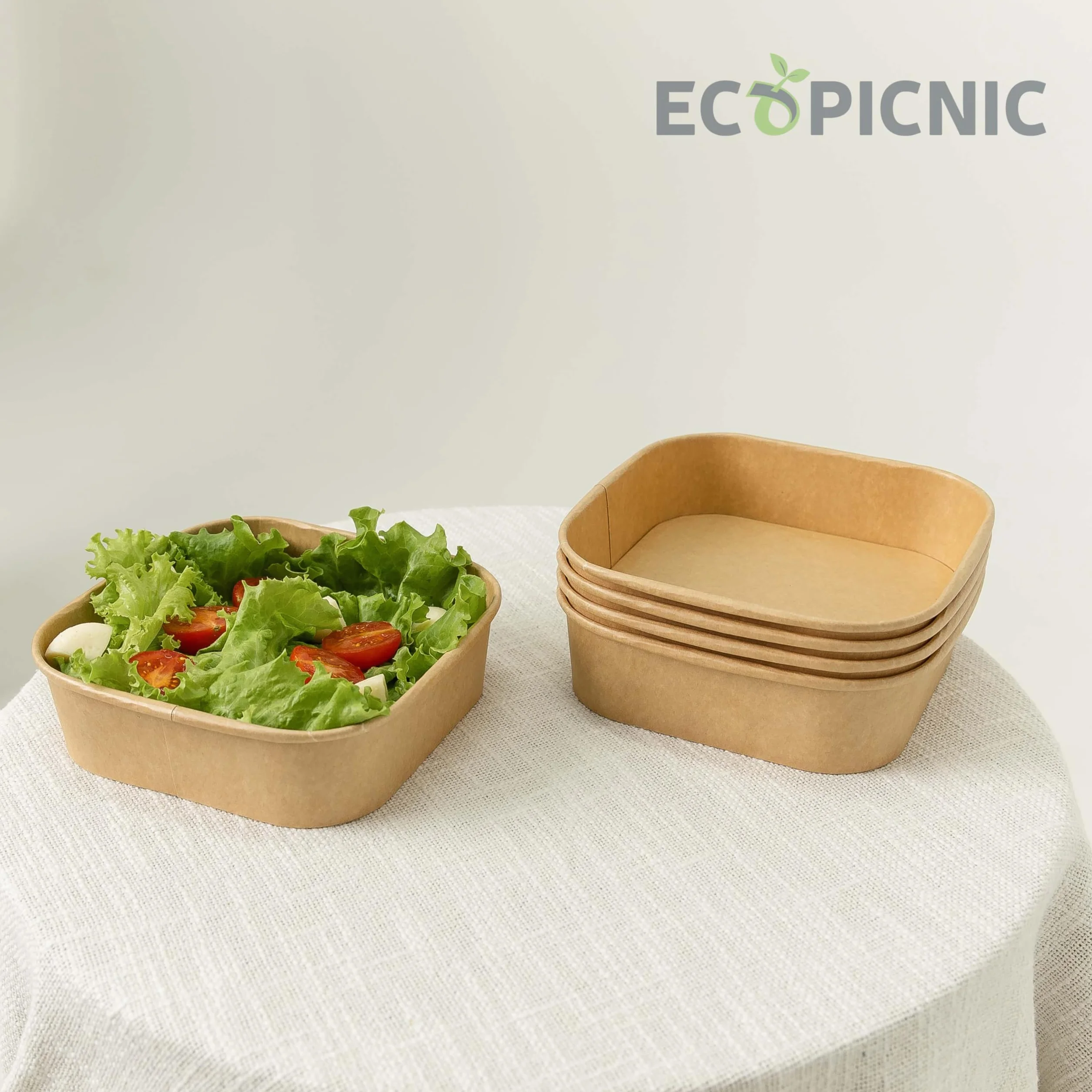 Salatiera Quadrata Carta Kraft 1000 ml 50 Pezzi Contenitori Monouso per Insalate Poke Bowl