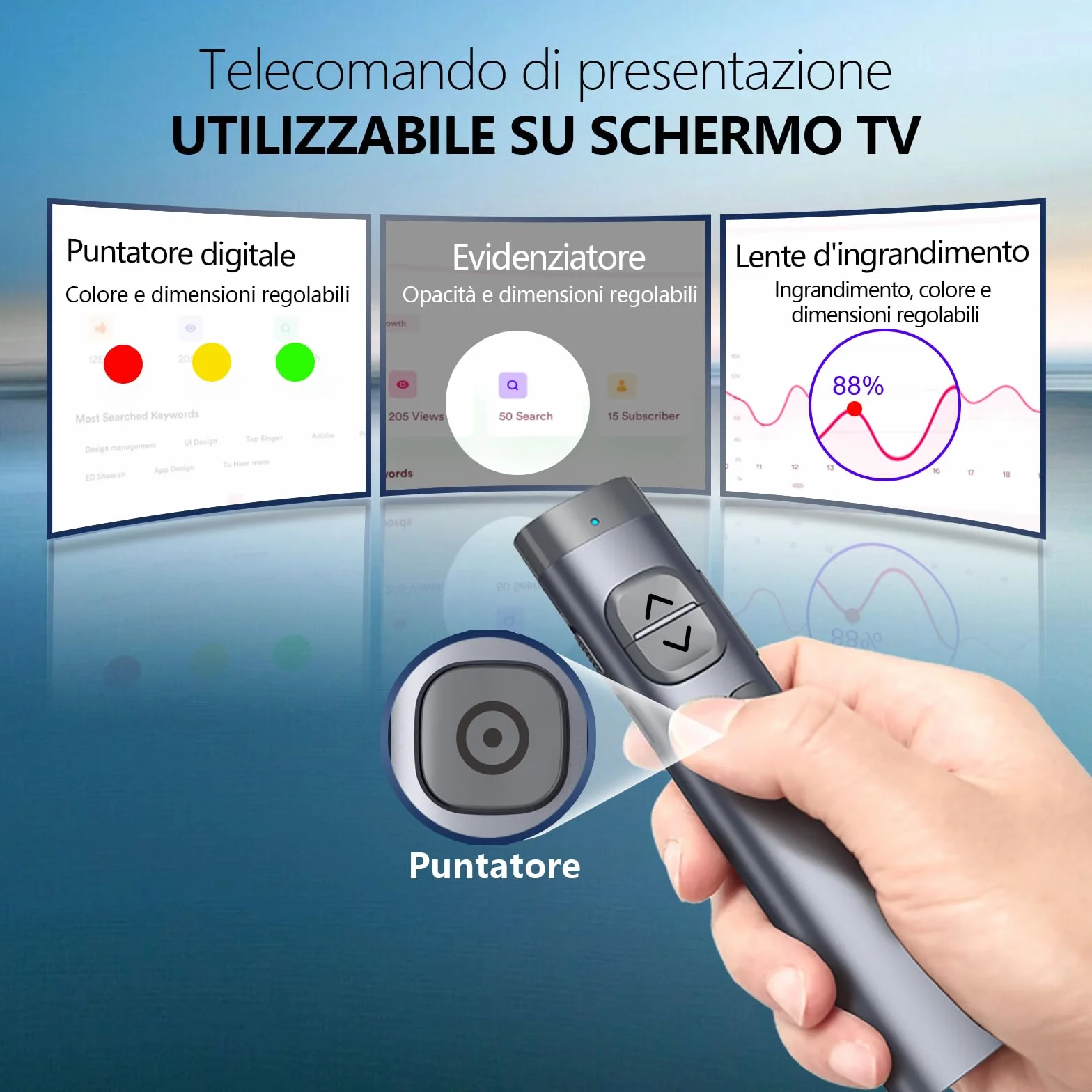 Norwii N97s - Clicker per presentazioni PowerPoint, PowerPoint Clicker, Presentazione Rremota, Bluetooth Wireless Presenter, Puntatore digitale per schermo TV