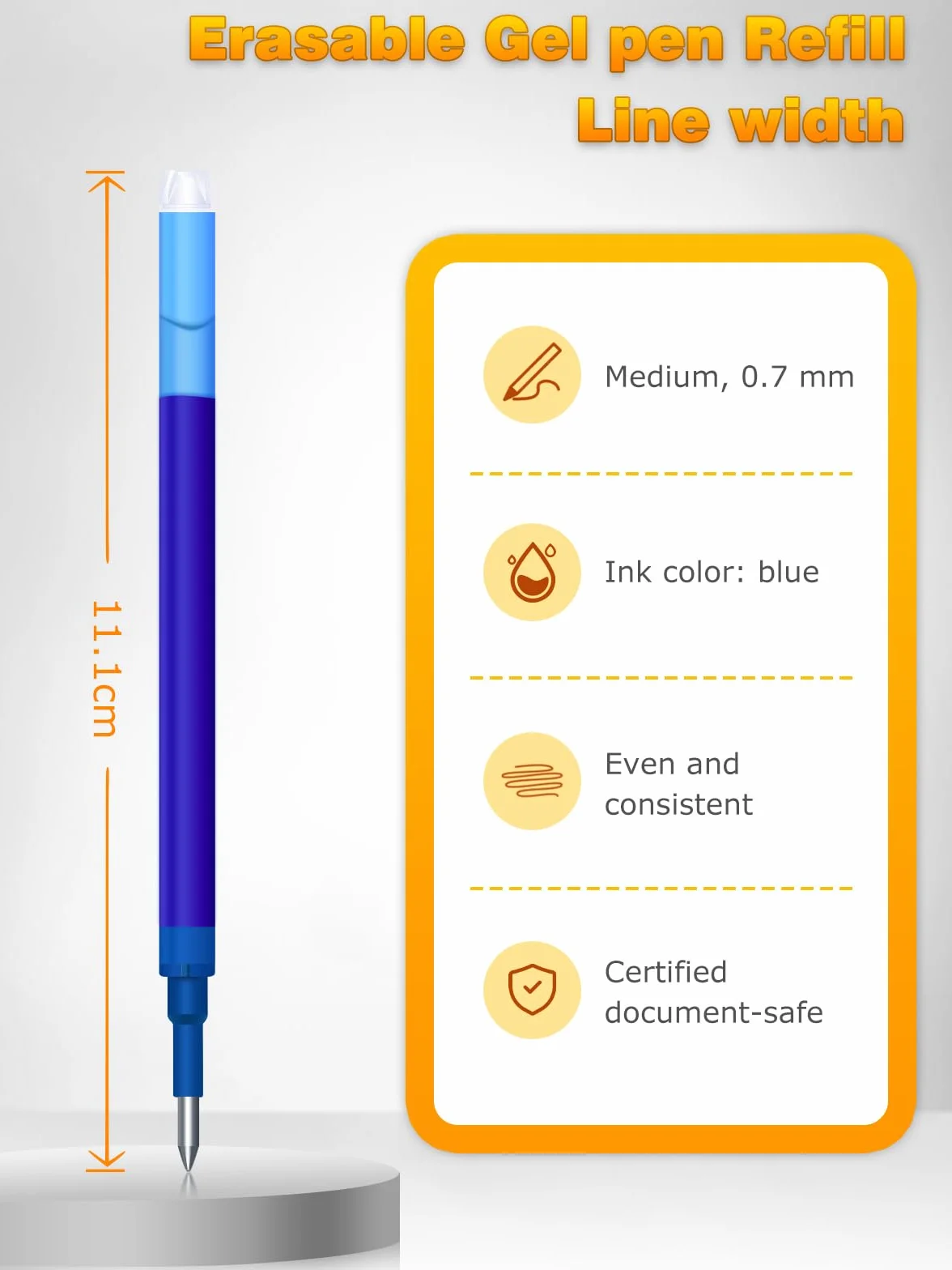 Donluhu 14 Pezzi Ricariche Penna Cancellabile Compatibili Pilot FriXion Ball Clicker 0.7 mm Blu 400m Lunghezza Scrittura