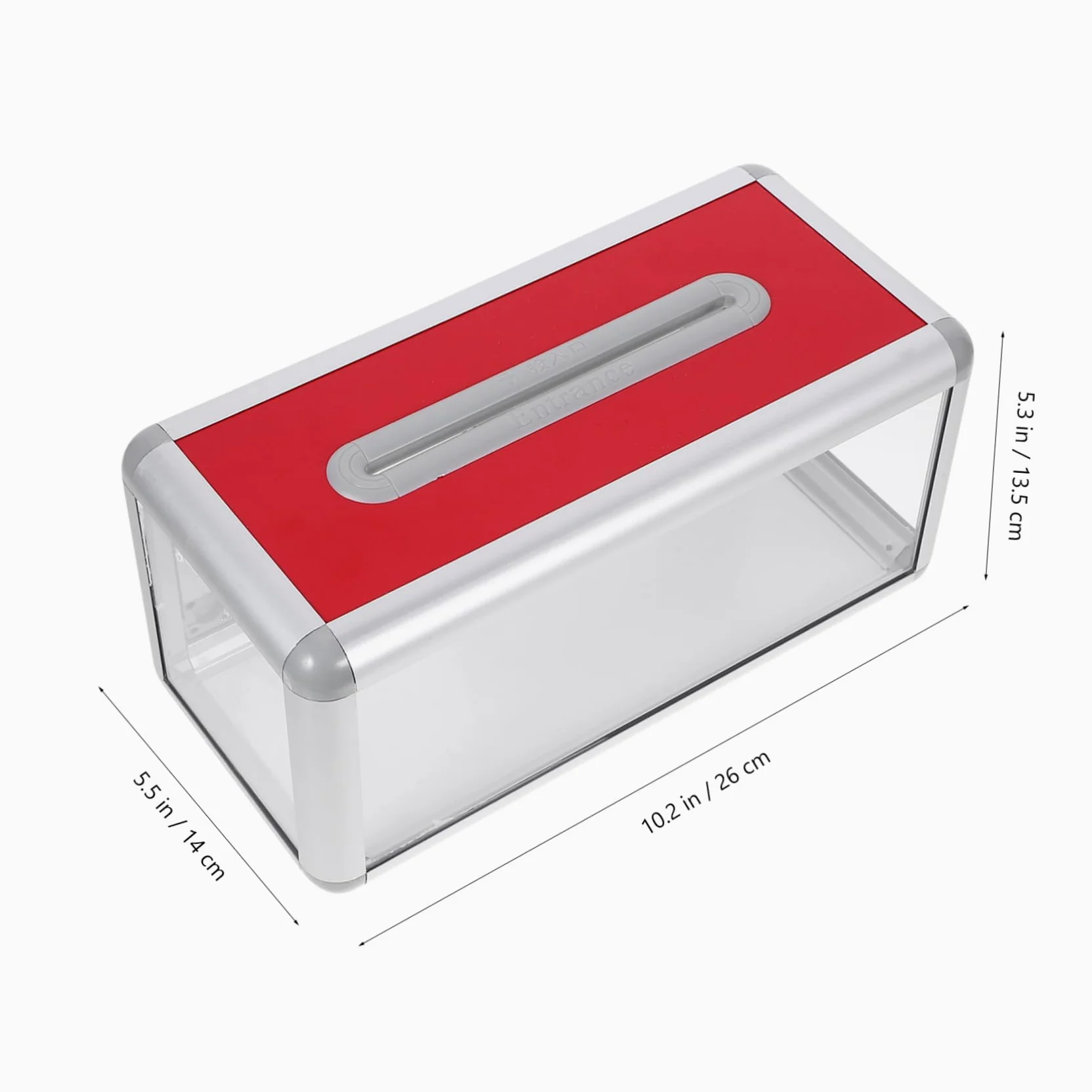 Lurrose Scatola Porta Biglietti da Visita con Serratura da Scrivania Coperchio e Fessura , in Tavola Laccata Rossa , per Ufficio e Bar