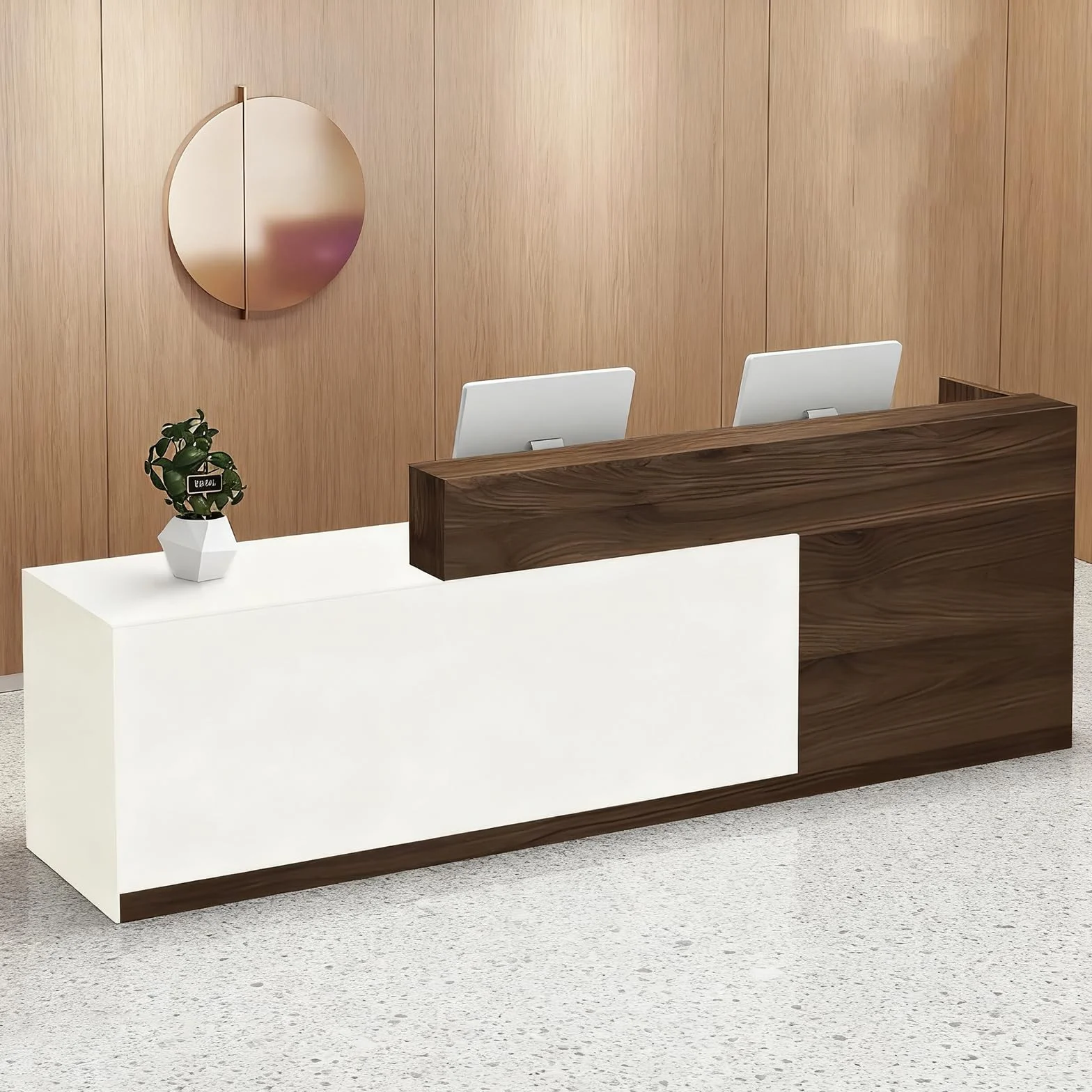 Bancone Reception Moderno con Spazio di Archiviazione, Scrivania Reception da 100–240 cm con Cassetto e Ripiani, Ideale per Uffici, Saloni, Hall e Negozi