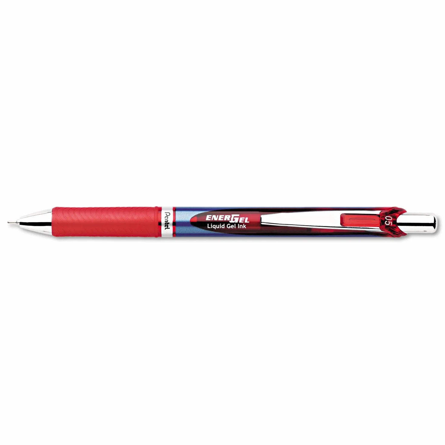 Pentel BLN75-B Roller 0.5mm Needle Tip Pen, Blue Body Red Accent
