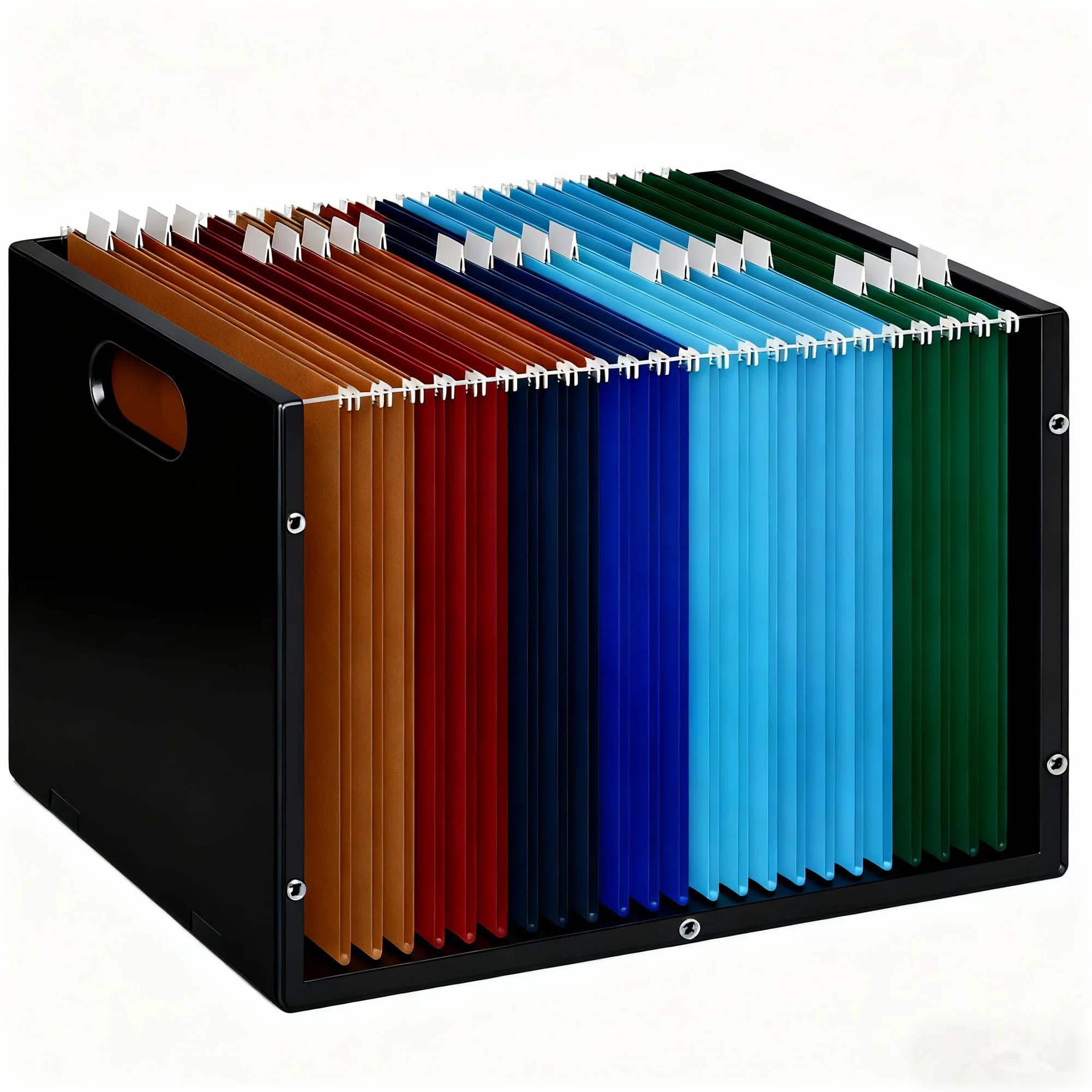 Scatola organizer da appendere con manico, organizer per cartelle in acrilico, formato lettera, portatile, da appendere, per casa, ufficio, scrivania, documenti, nero
