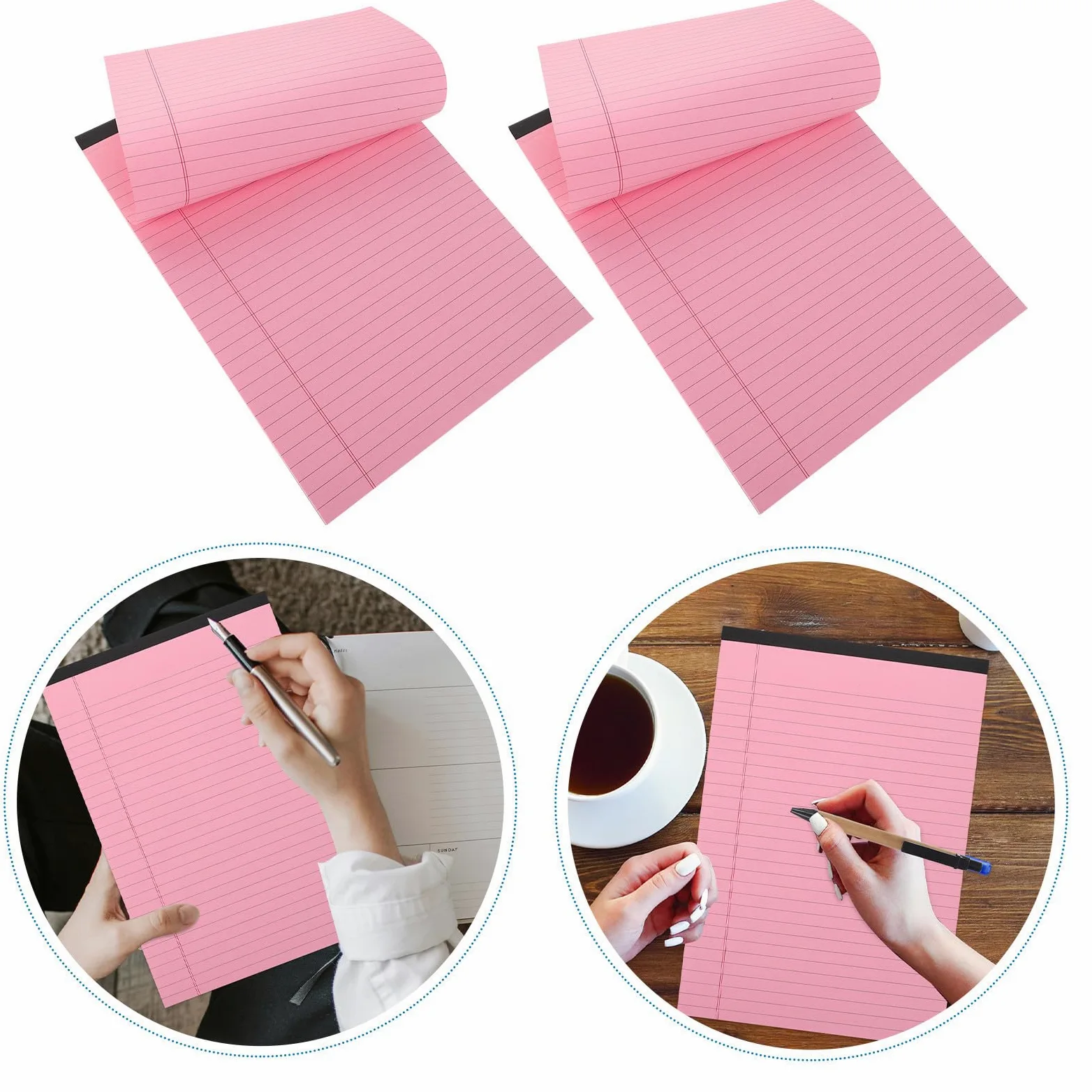 CALLARON Quaderno per Organizzazione Efficiente A4 Rosa 4 Pezzi Fogli Strappabili, Pagine Rigate e Colonne Divise in Ufficio e Lavoro