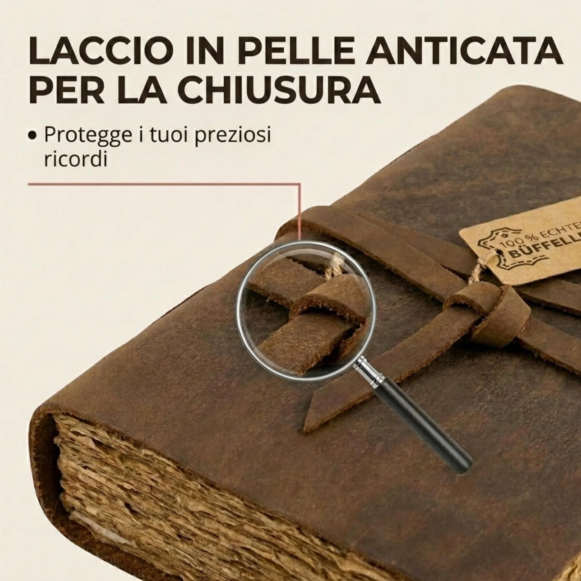 moonster Diario in Pelle Vintage, 240 Pagine in Cotone Tree Free Bordi Grezzi, Libro delle Ombre Deckle Edge Journal, Diario Vintage Artigianale, Agenda Bianca 20x15cm