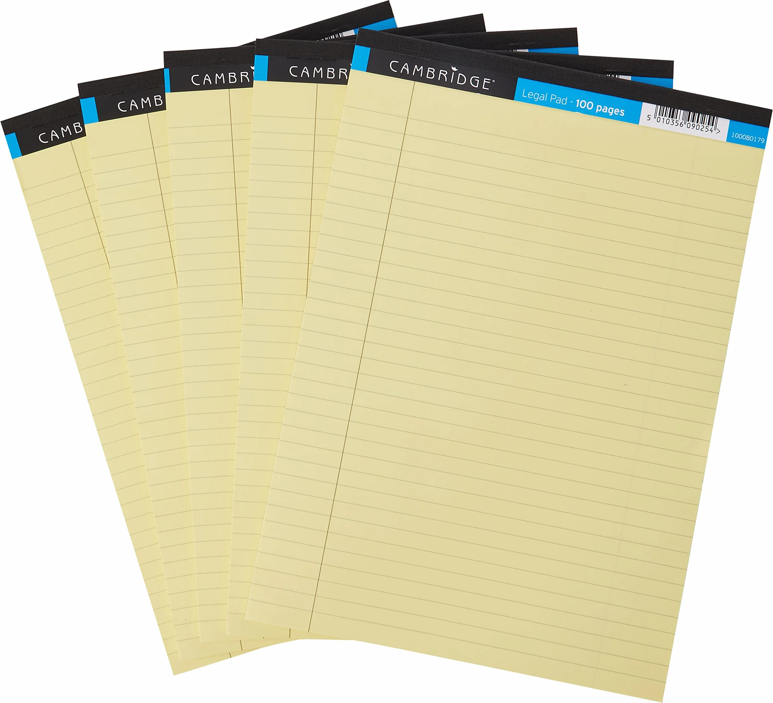 Cambridge A4 Pad legale Quaderno a righe Giallo 100 pagine confezione da 5 pezzi