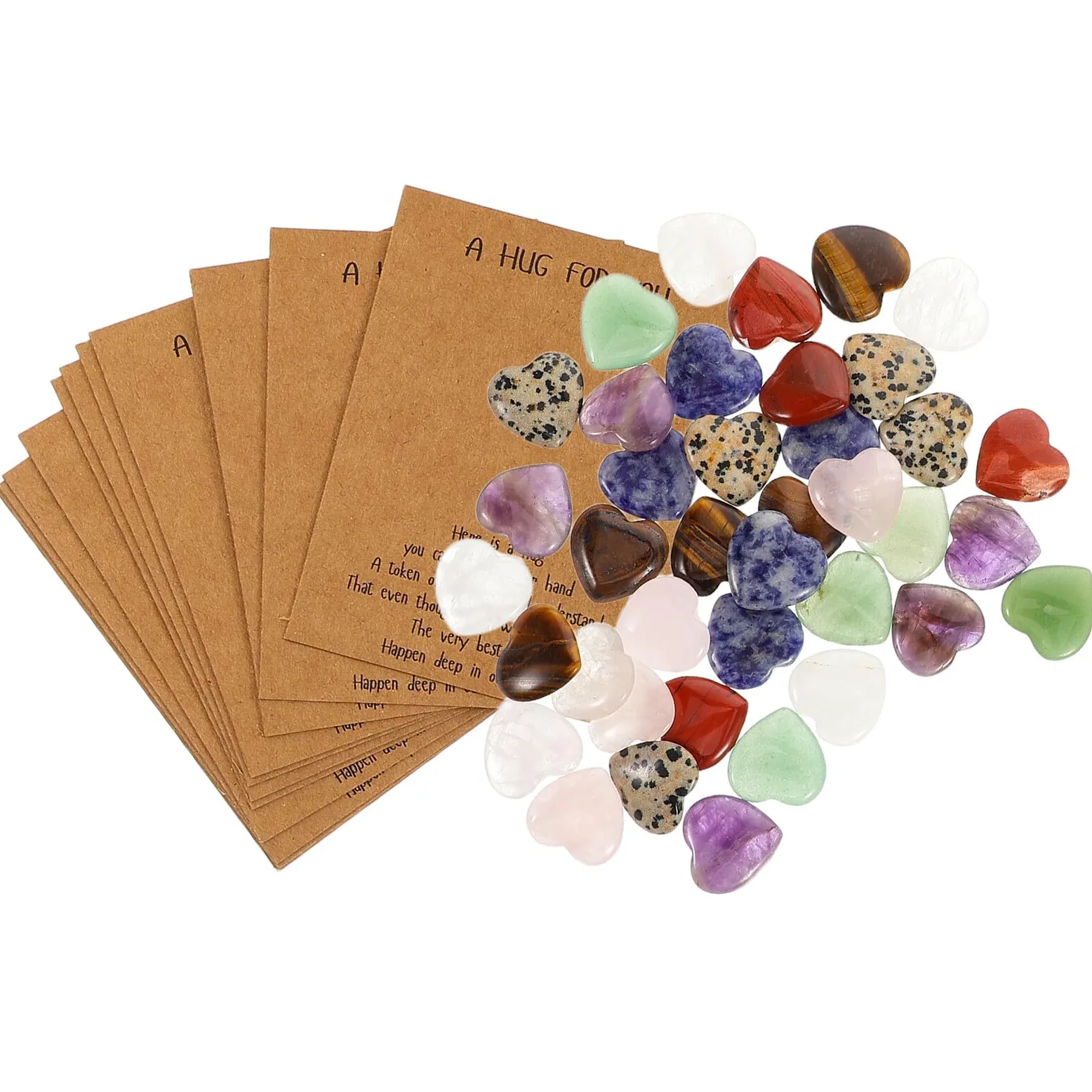Gadpiparty Set 40 Biglietti D’auguri con Pietre Naturali a Forma di Cuore 2cm, Carte Regalo per Festa degli Innamorati, Compleanno e Nozze, Decorazioni Romantiche per Feste e Scambi