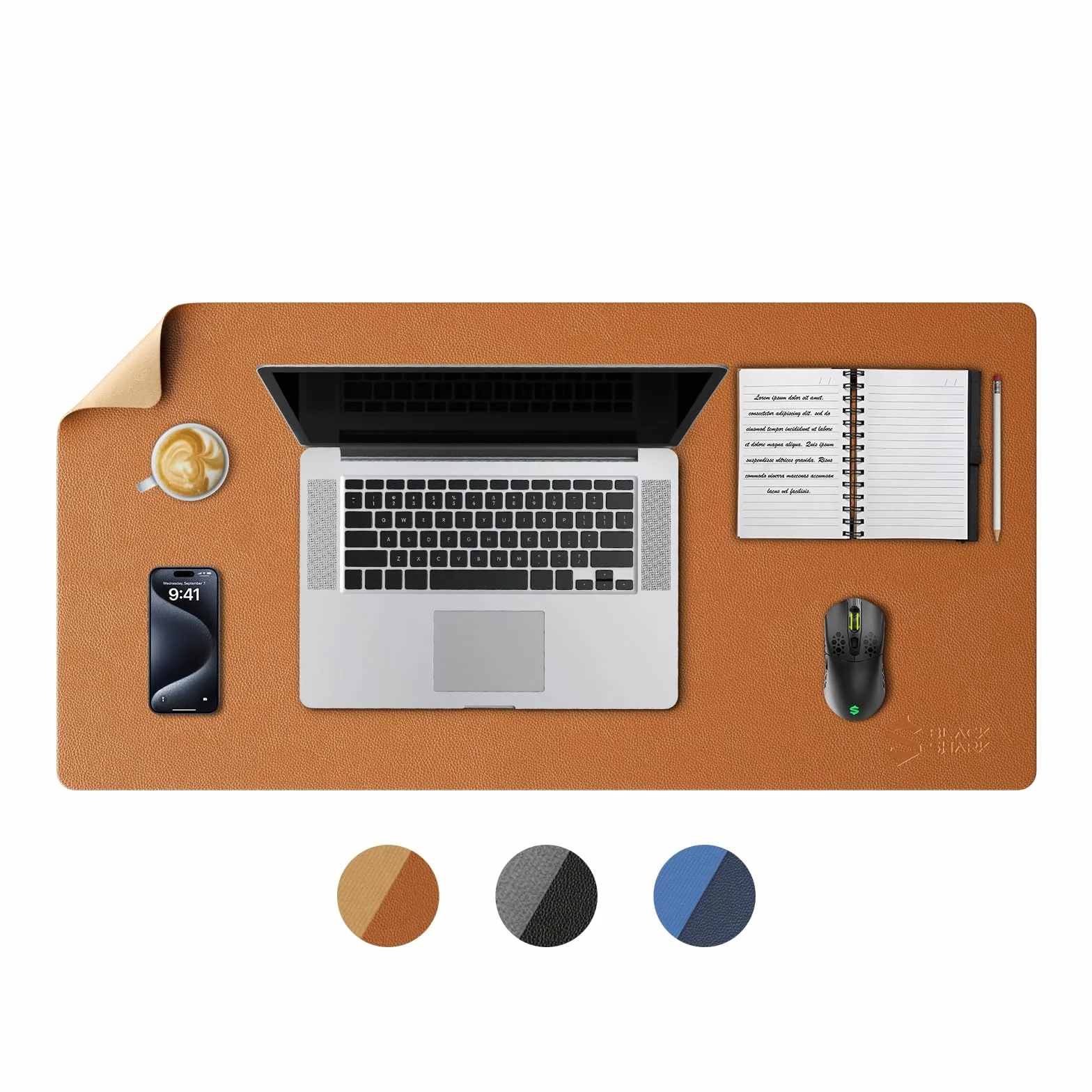 Black Shark Tappetino da scrivania in pelle antiscivolo 80x40x0,3 cm impermeabile per gaming tastiera e mouse