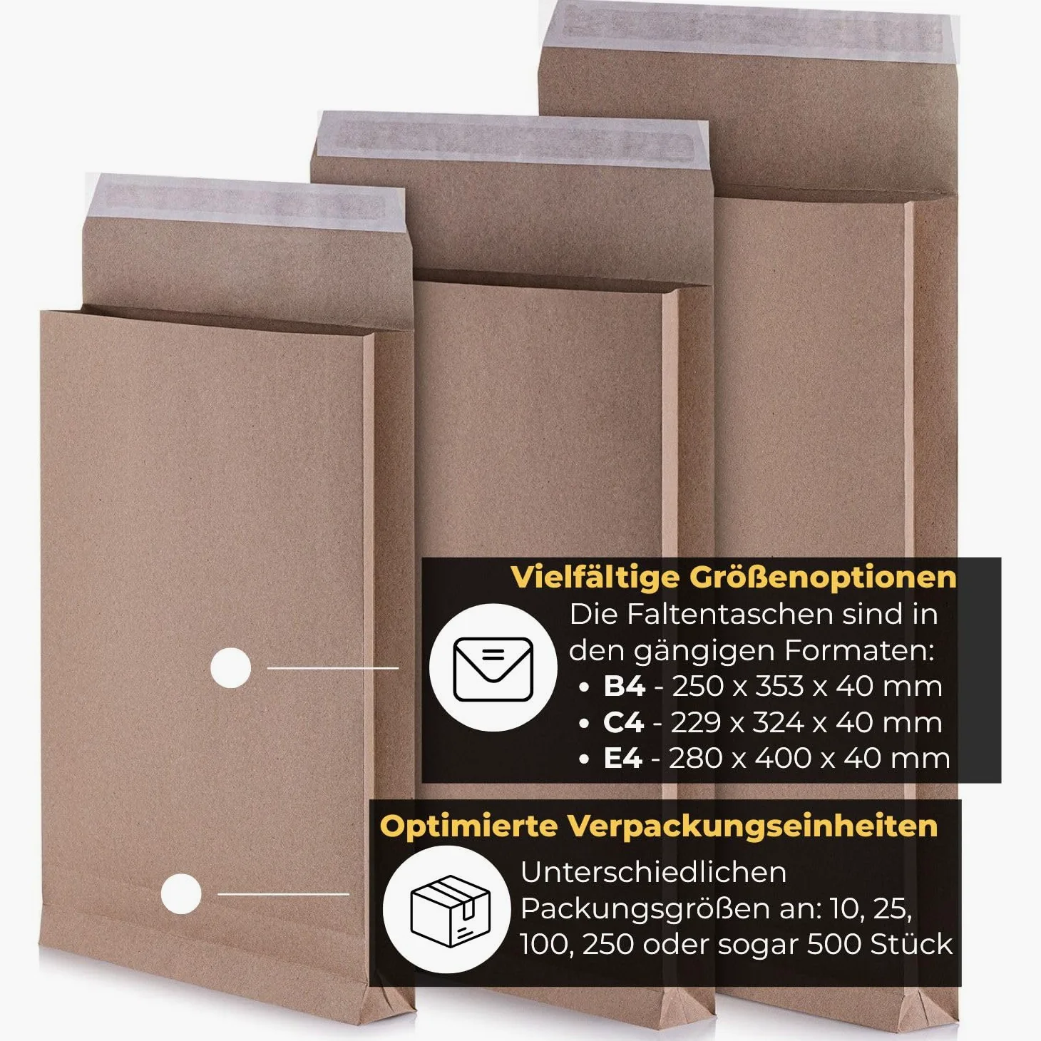 250 Buste a Soffietto B4 (250x353x40 mm) Marroni - Buste a Sacco Kraft 120g con Fondo Quadro per Spedizioni e Ufficio - Chiusura Autoadesiva senza Finestra