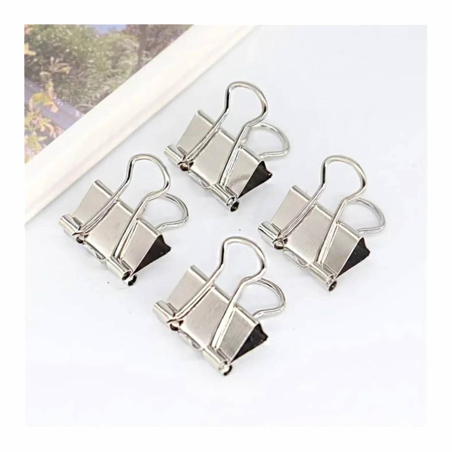 Metallo Foldback Clips Clip for carta a coda di rondine in metallo argentato da 100 pezzi | Graffetta for carta 15 19 25 32 mm Clip for raccoglitore pieghevole Morsetti con impugnatura(25mm)