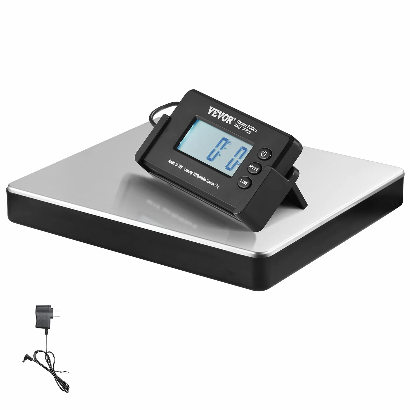 VEVOR Bilancia Digitale Pesa Pacchi Postali Commerciale ABS, 150 g-200 kg, 309 x 262 x 45 mm, Schermo LCD Tara