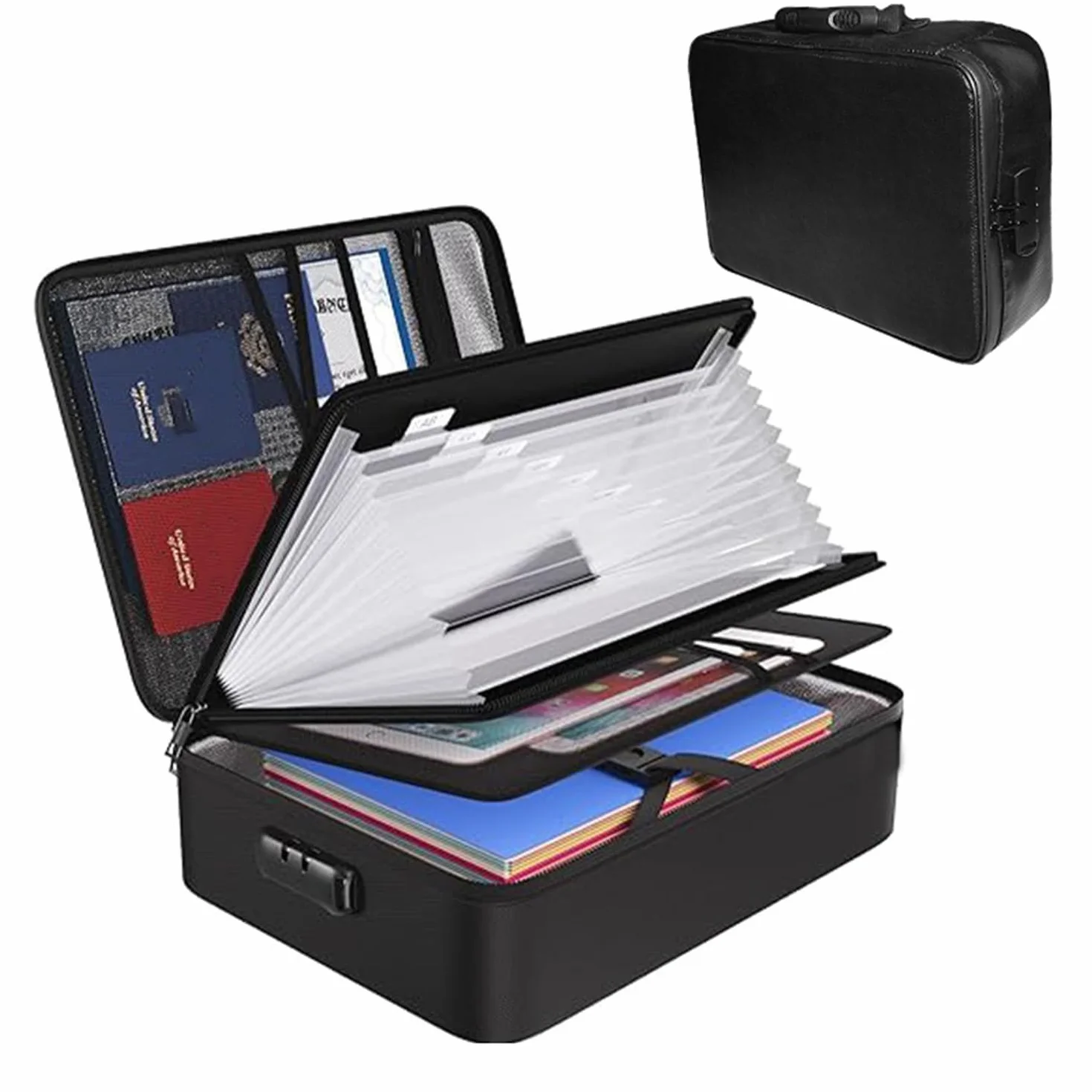 Cartella Portadocumenti Di Documenti Importanti,36x28x11cm,Organizzatore Di File Impermeabile e Ignifugo Con Serratura,Adatto Per Conservare Importanti Documenti Di Lavoro,Certificati,Fatture,Ecc.