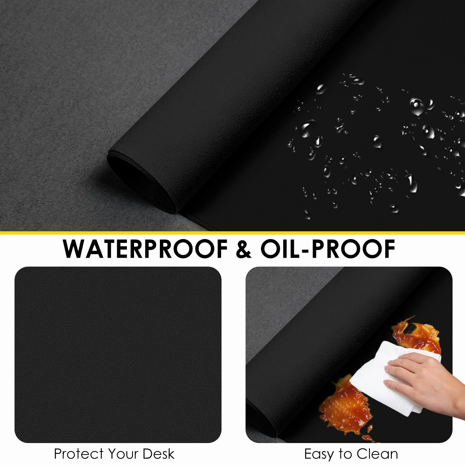 Vicwe Tappetino da Scrivania, 120 x 60 cm in Pelle PU, Antiscivolo, Multifunzionale, Tappetino per Mouse per Ufficio e Laptop, Protettivo per Scrivania per Ufficio/Casa (Nero)