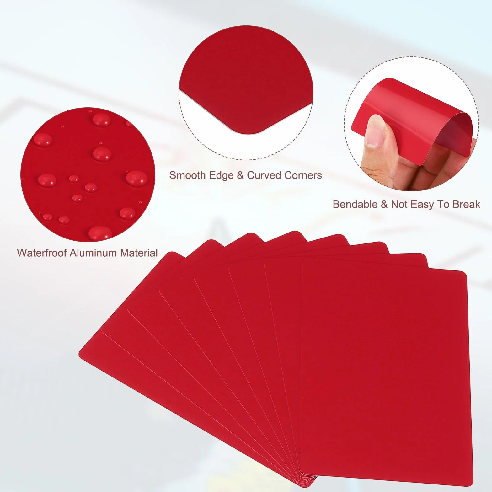 PATIKIL 100 Biglietti Visita Metallo Vuoti, 0.21mm Spessore 3.4x2.1 Pollici Alluminio Laser Incidere, Rosso