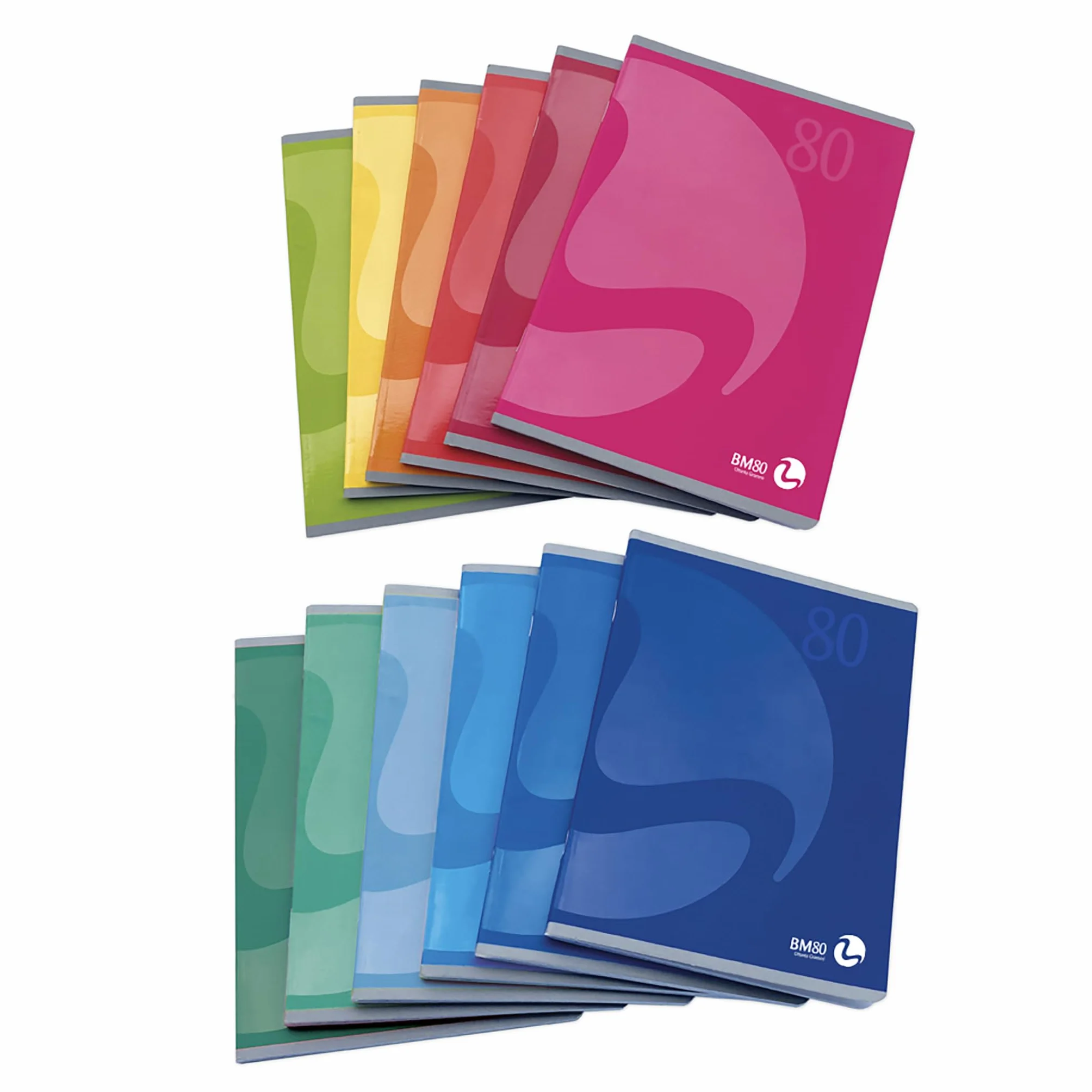 Bm – BeMore Quaderno Formato A5 Rigatura 5mm Quadretti Carta 80g/mq Colori Assortiti Confezione 12 Pezzi