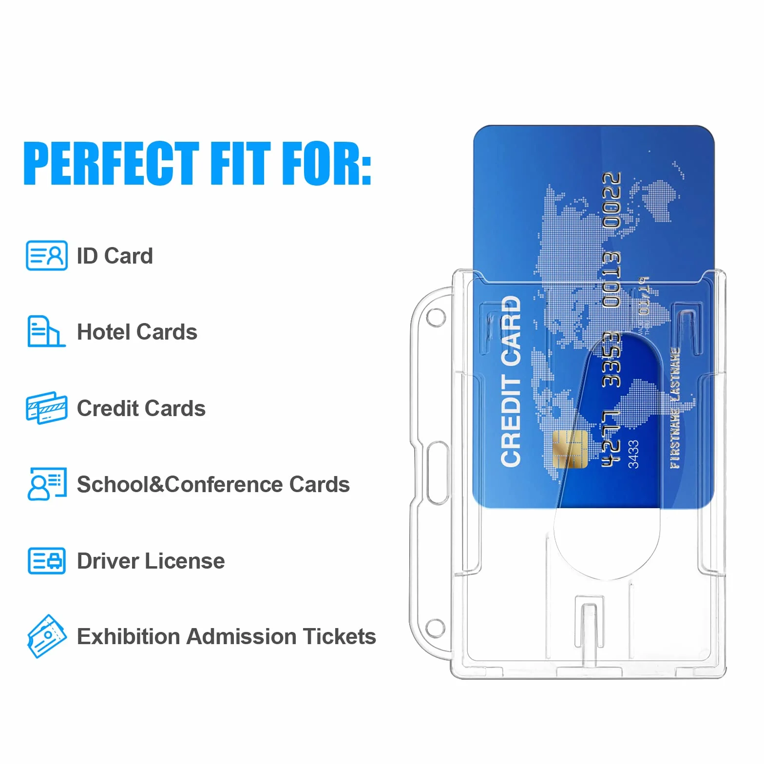 Vicloon Porta Badge 2Pcs Plastica Rigida Trasparente Porta Carte di Credito con Slot per Pollice