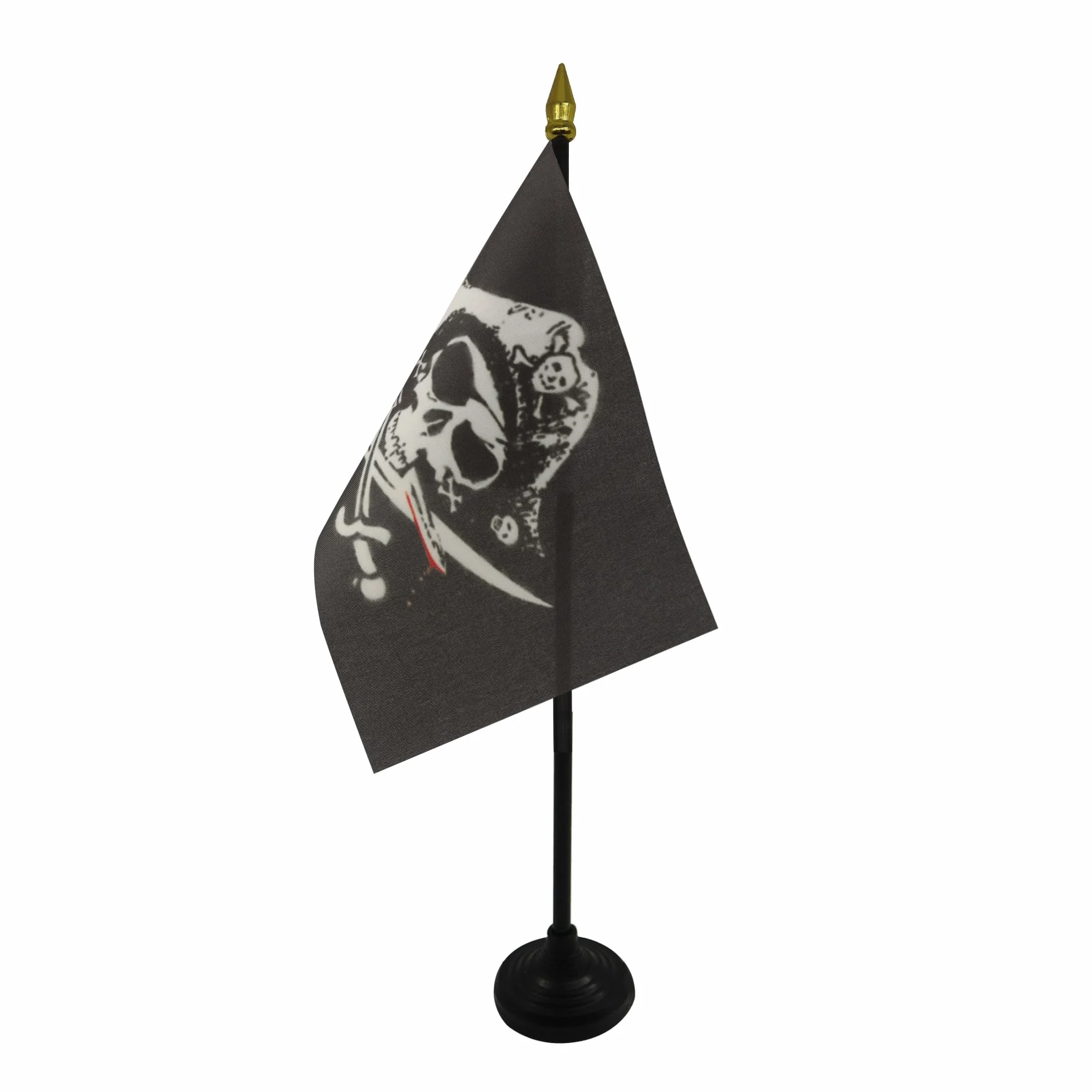 AZ FLAG Bandiera da Tavolo Pirata 15x10cm Punta Dorata Teschio