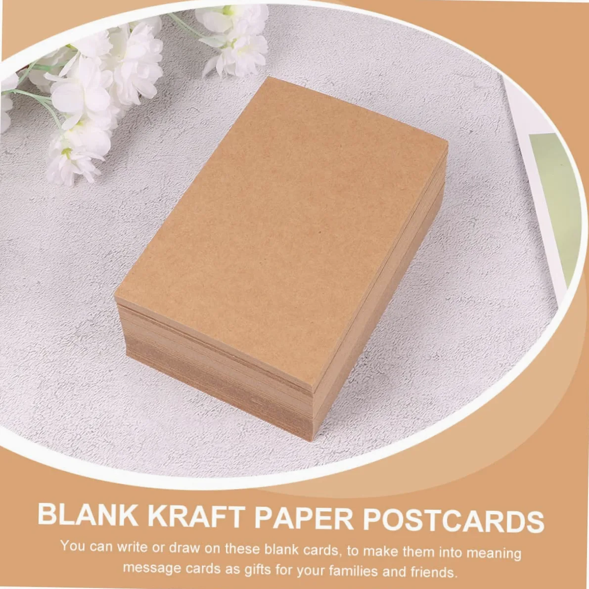 Biglietti di Auguri Vuoti in Carta Kraft 200 Pezzi Stile Classico | Cartoline Bianche per Scrittura Liscia su Superficie Piana, Formato DIY per Messaggi e Lettura
