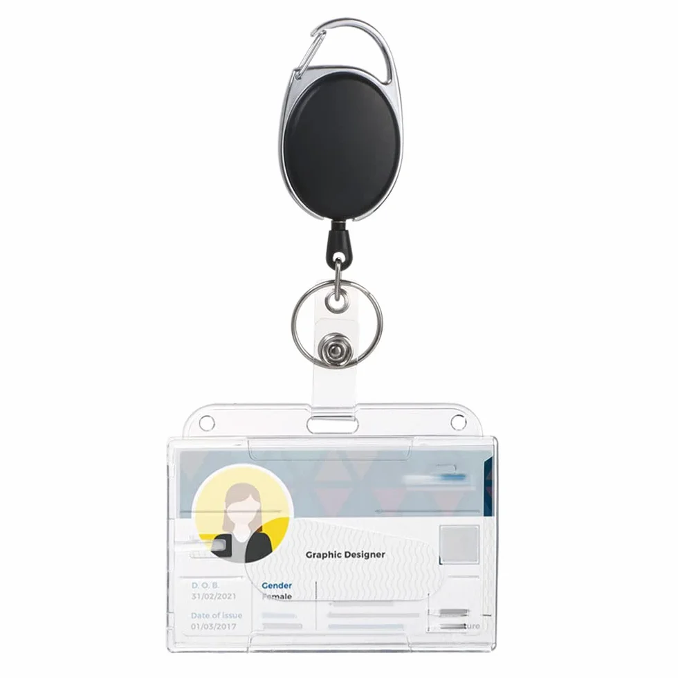 Porta Badge e Bobina Retrattile con Portachiavi, 1 Pezzo