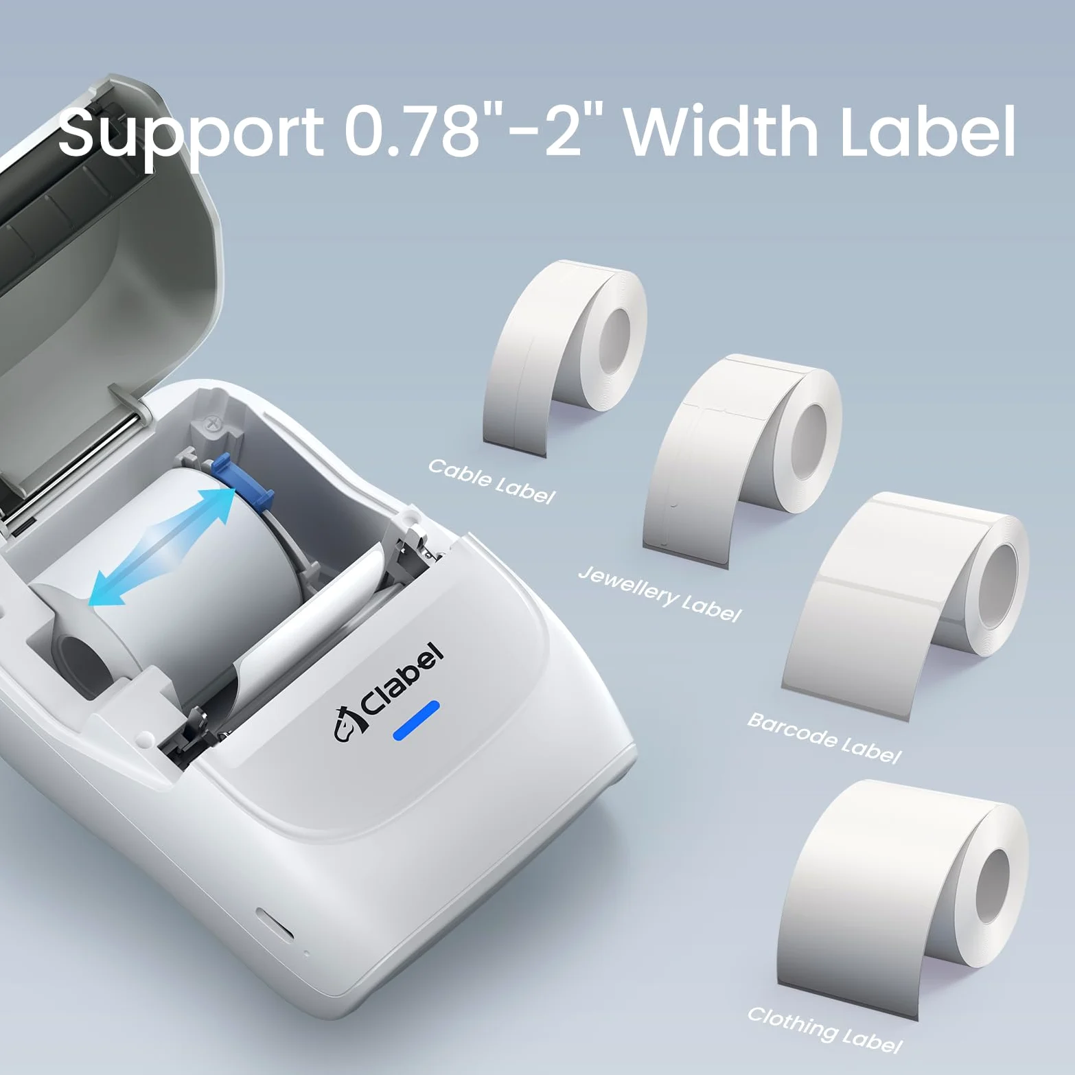 CLABEL Mini Portatile Stampante per Etichette: 221B Bluetooth Termica Etichettatrice Adesive Compatibile con iOS e Android Label Printer con 1 Rotolo di Etichette per Ufficio Casa Prezzo(Grigio)
