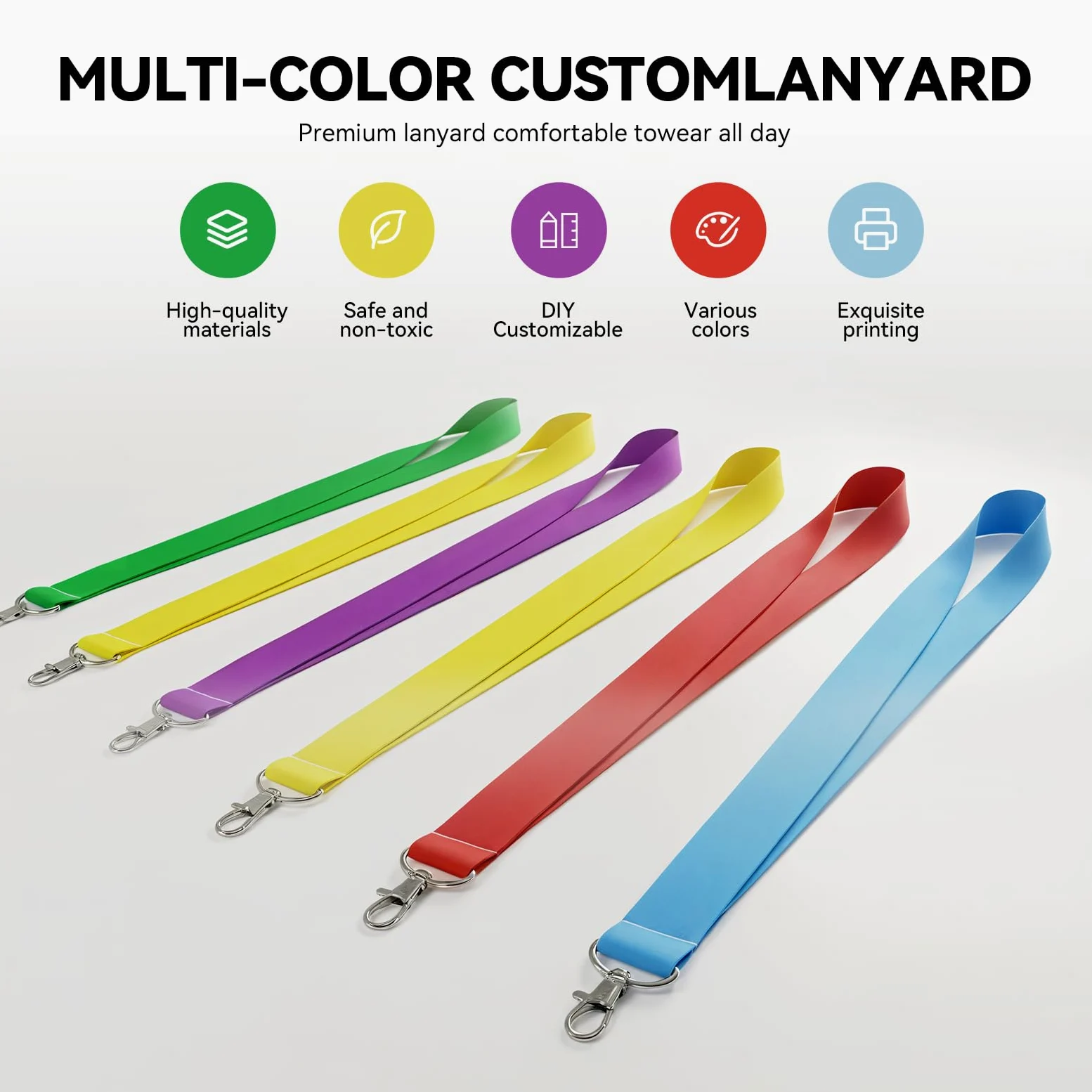 Lanyard Personalizzati - 30 Pcs Cordino Porta Badge da Collo, Portabadge Con Logo Testo, Progetta Il Tuo Porta Badge per Eventi, Portachiavi, Ufficio, Scuola