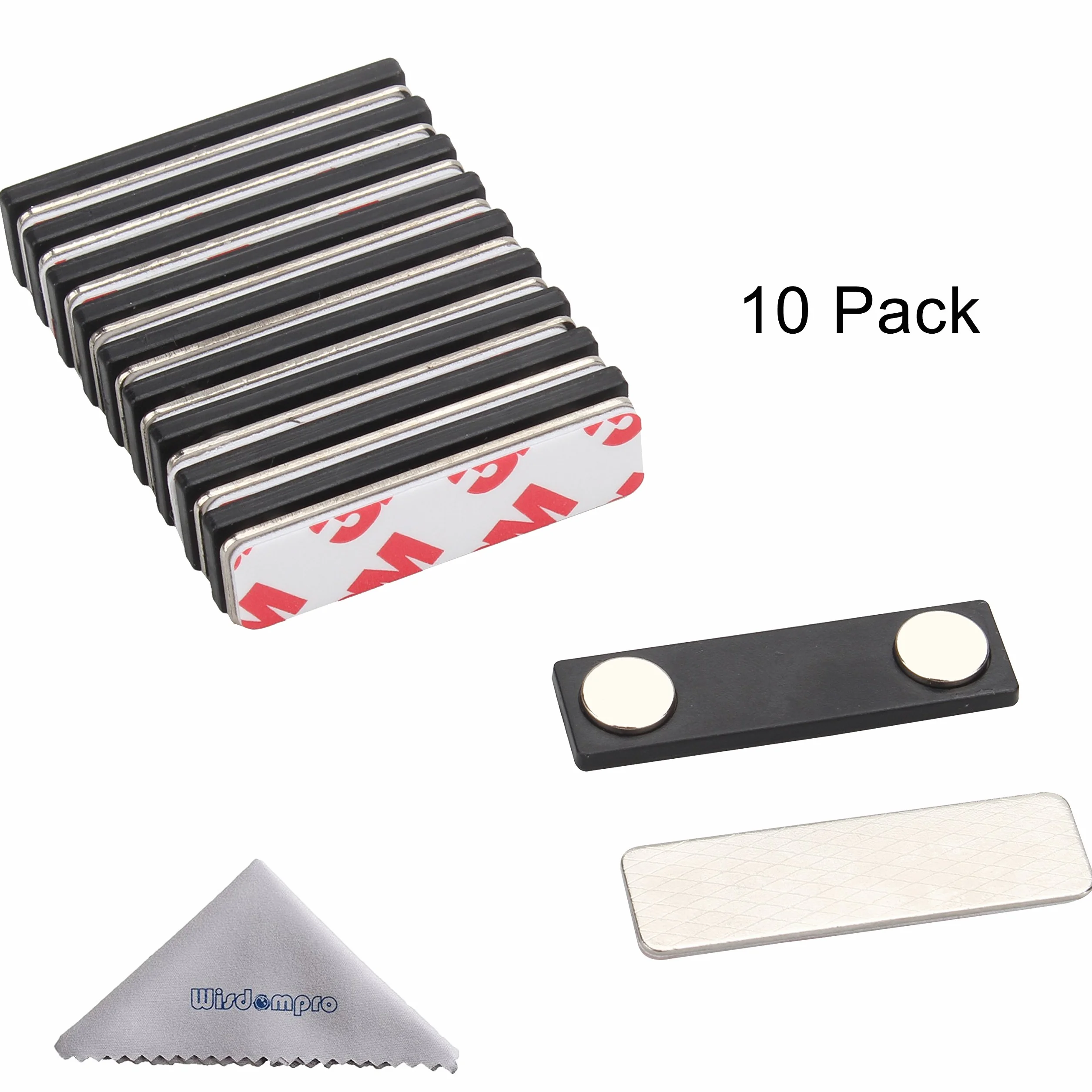 Wisdompro Set di 10 targhette magnetiche badge porta pass nero