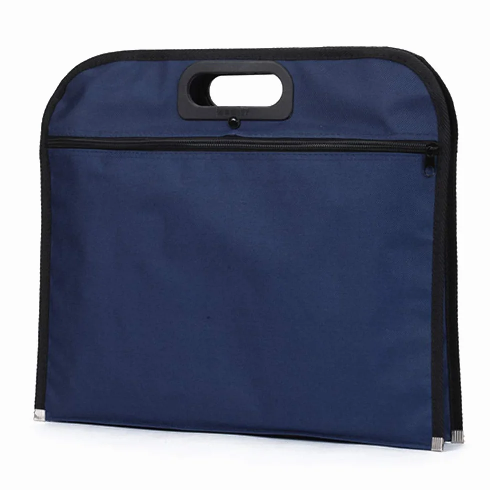 Borsa portadocumenti A4 blu con maniglia e chiusura lampo