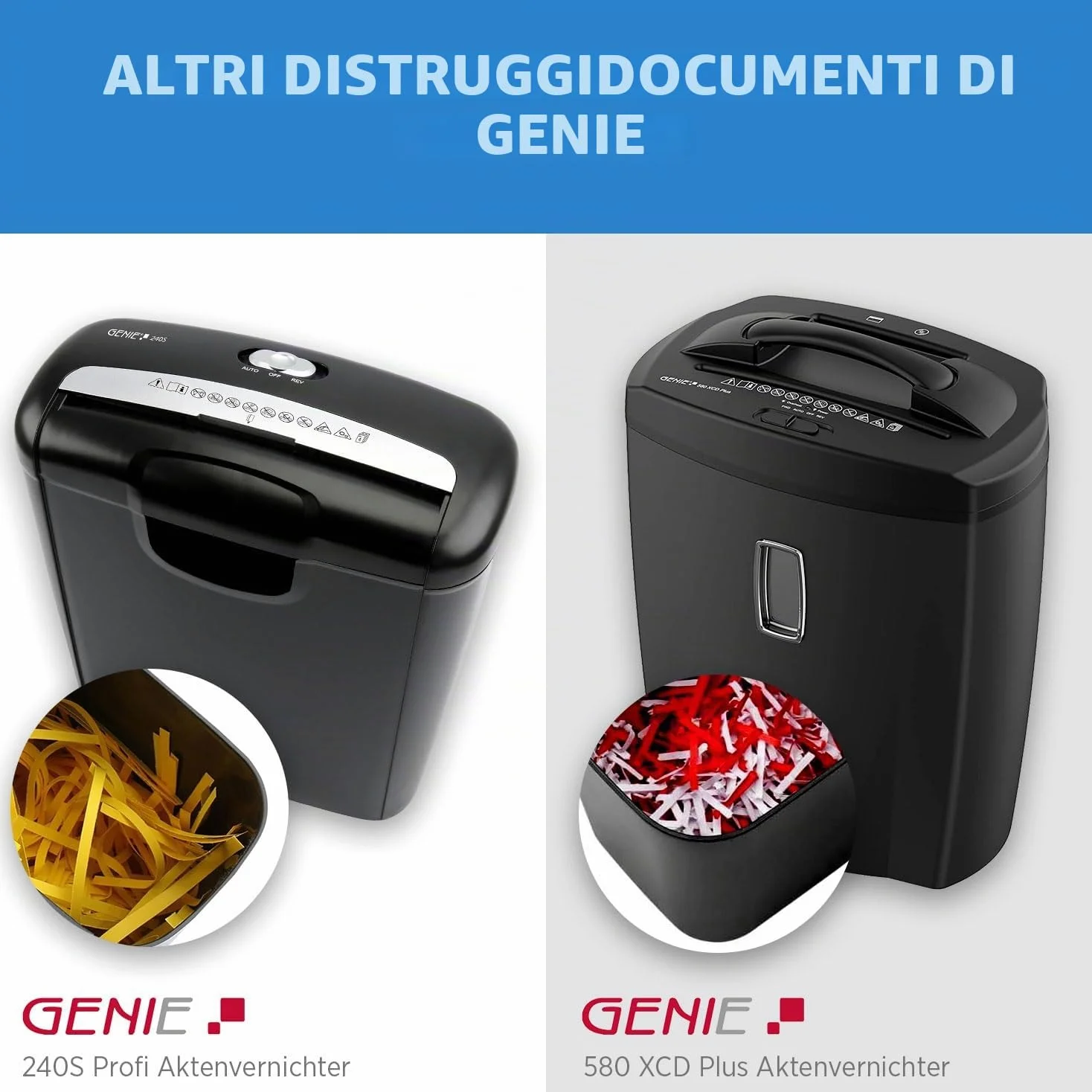 GENIE 440 distruggidocumenti | Taglio particelle 4 x 38 mm | Livello di sicurezza P-4 | Silenzioso 72 dB | Shredder compatto e portatile | Funzione di avvio/arresto automatico | Protezione da