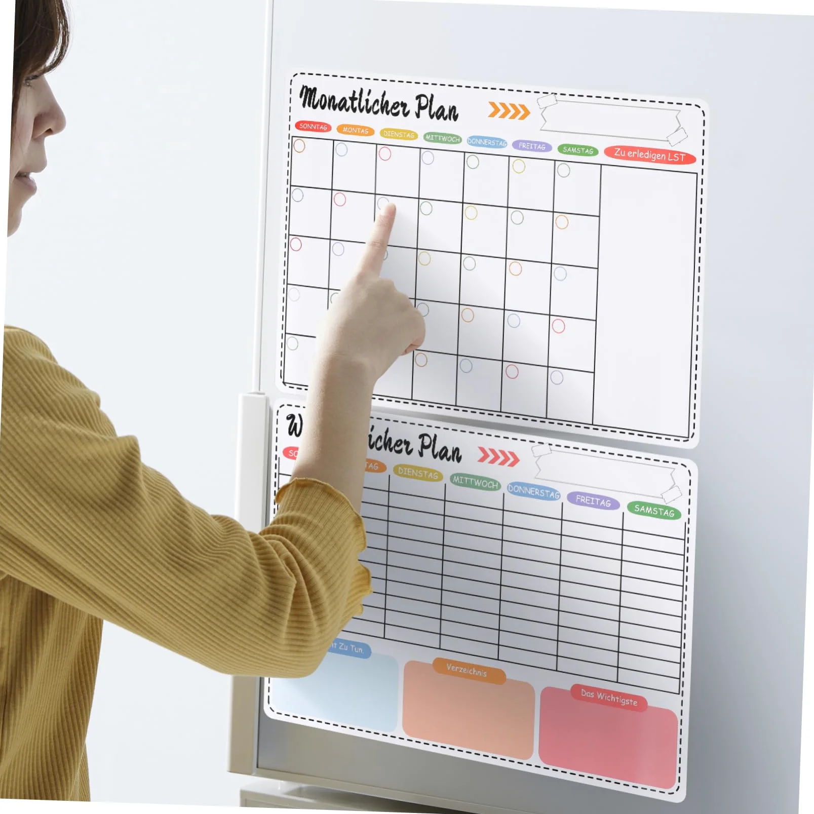 Angoily Lavagna Calendario Magnetica per Frigorifero, Planner Settimanale e Mensile, Cancellabile a Secco, Bianco, per Casa e Ufficio