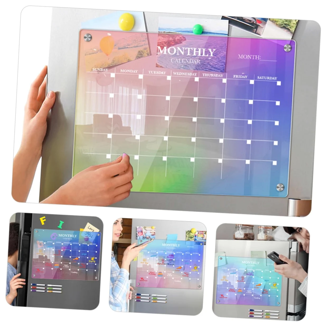 OSALADI Calendario Mensile Cancellabile Secco Per Frigorifero Magnetico Lavagna Bianca Mensile in Planner Per Pianificazione Dei Pasti