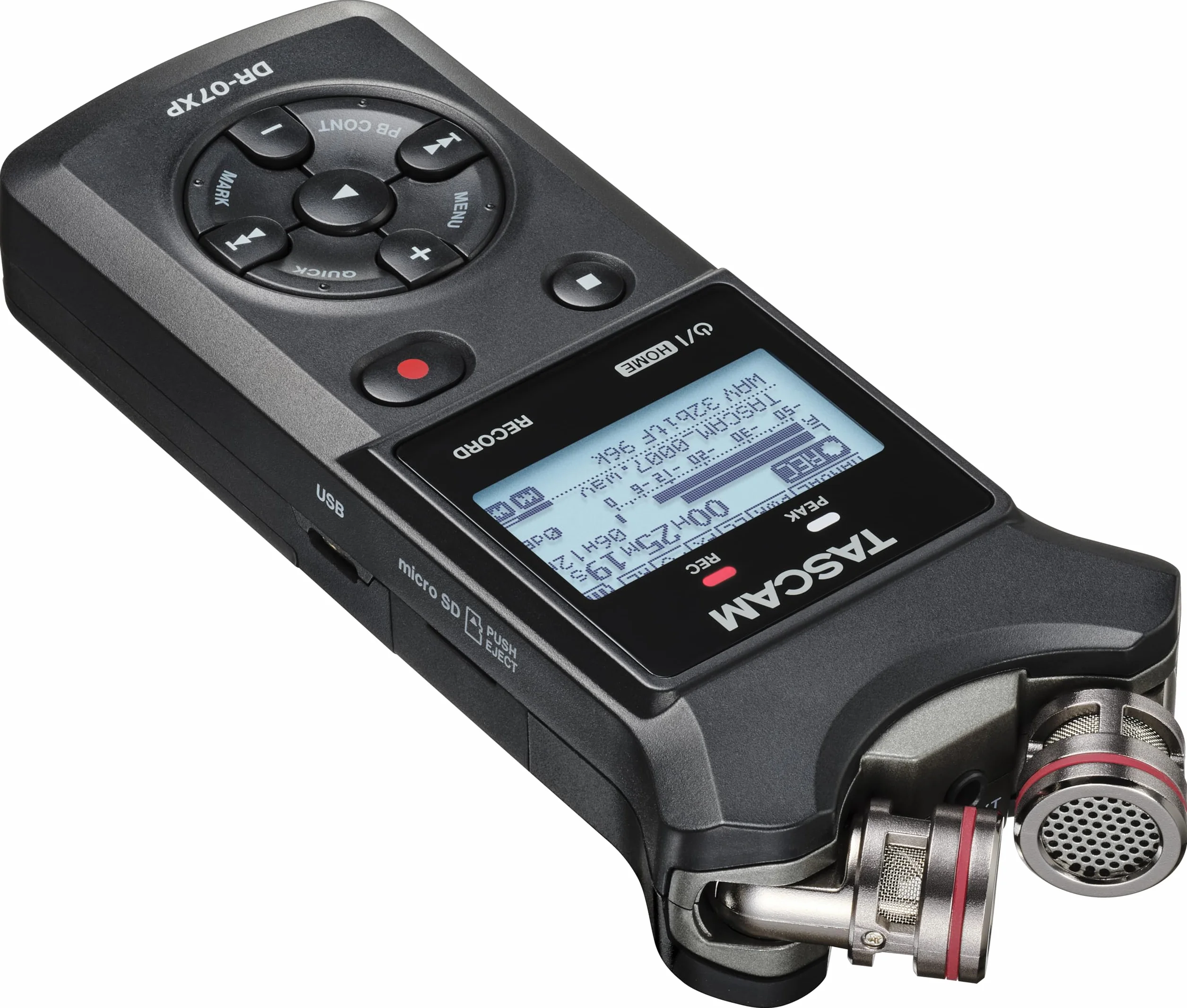 Tascam DR-07XP - Registratore portatile portatile a 2 canali a 32 bit con microfoni regolabili e interfaccia audio USB-C