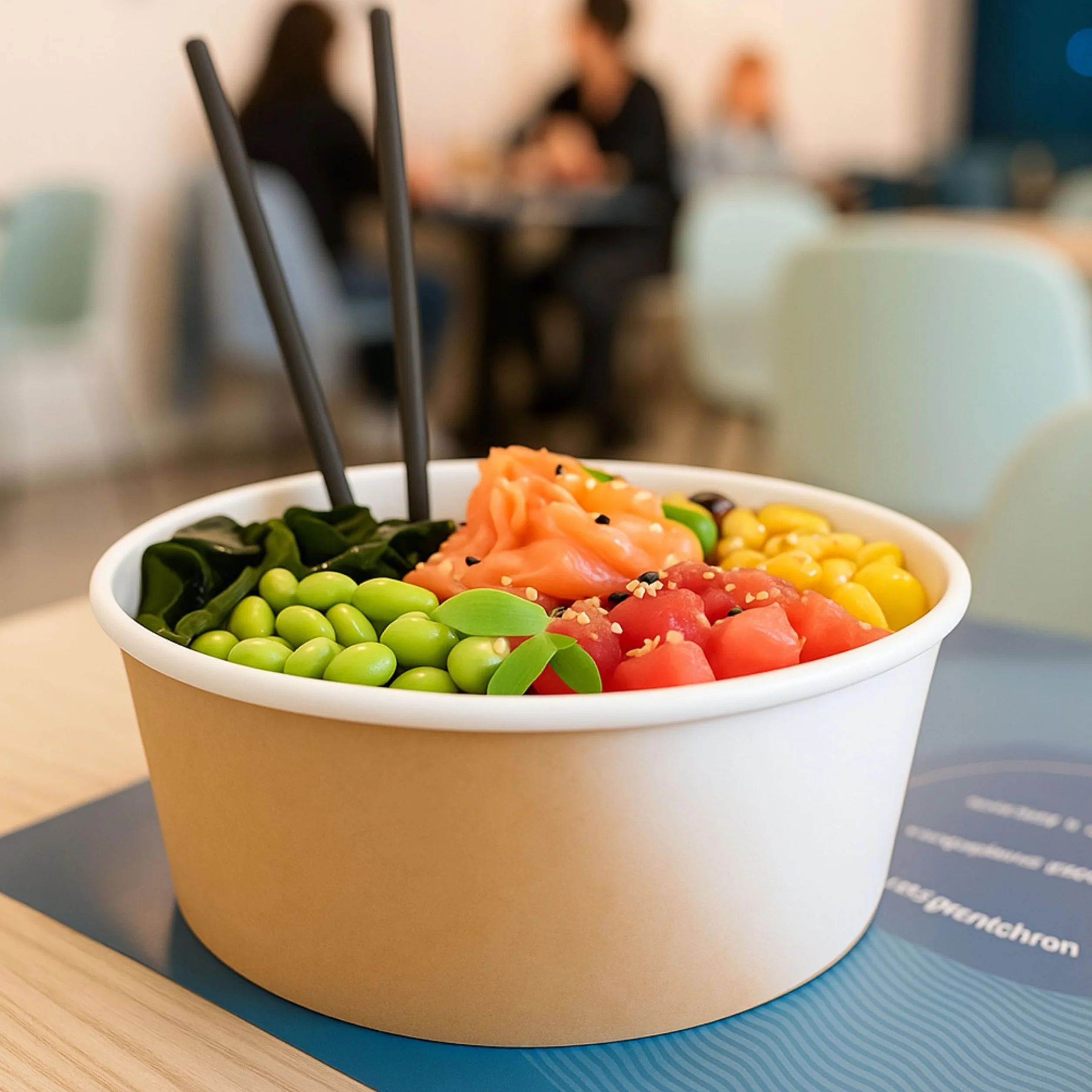 Bowl Poke 100 Pezzi con Coperchi 1L Cartoncino Kraft Alimentare Resistenti a Cibi Umidi e Unti