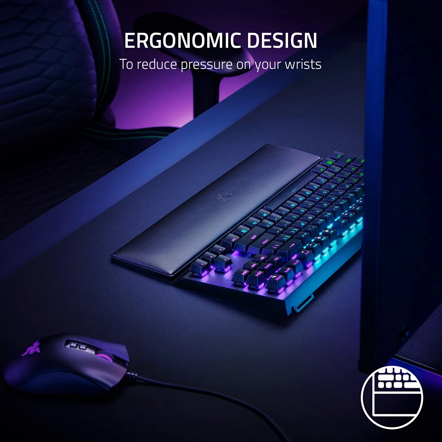 Razer Poggiapolsi Ergonomic Tenkeyless Memory Foam Polipelle Antiscivolo