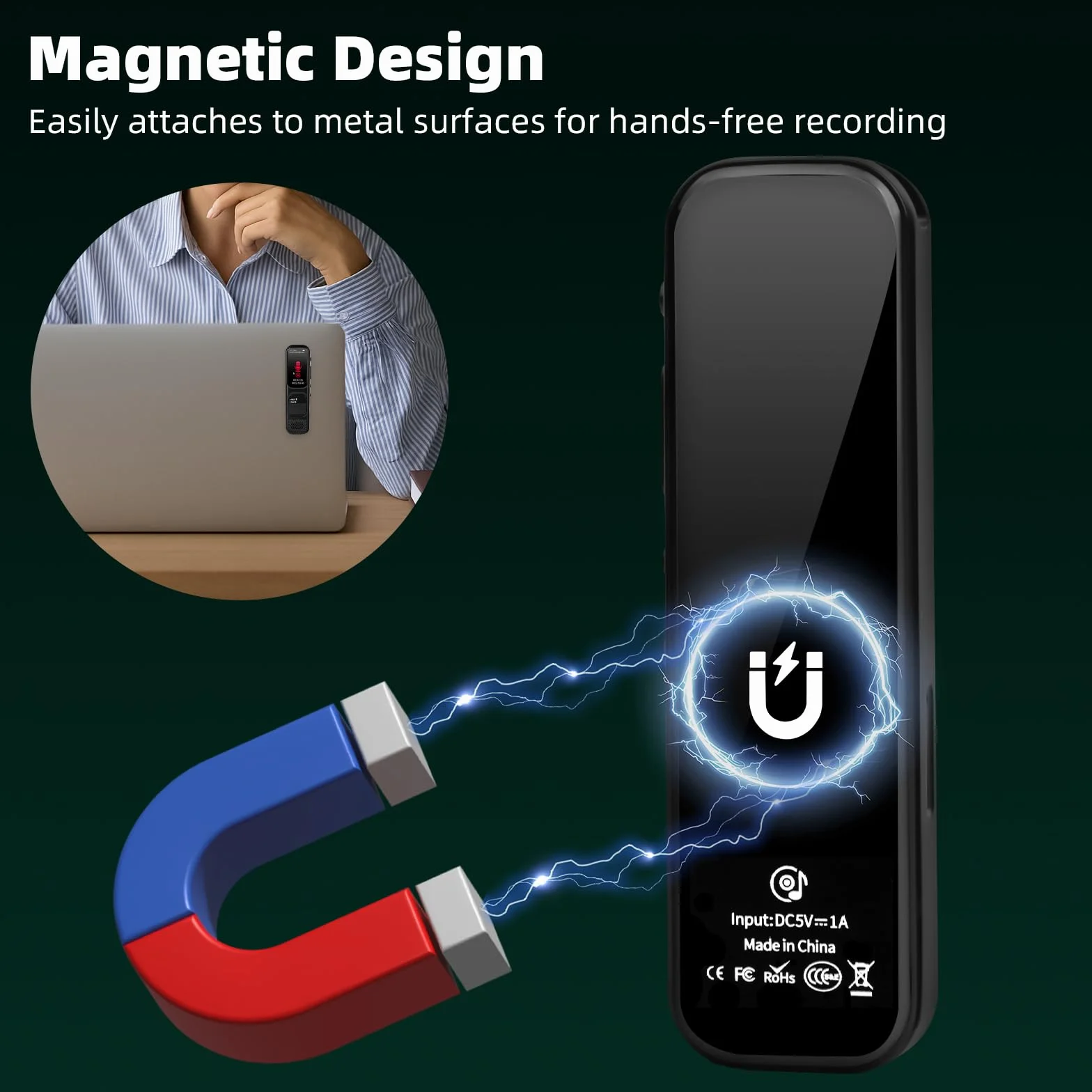 64GB Registratore Vocale Professionale - 3072kpbs Registratori Vocali Digitali Portatile con Attivazione Vocale, Registratore Audio per Chiamate Riunioni Lezioni Colloqui