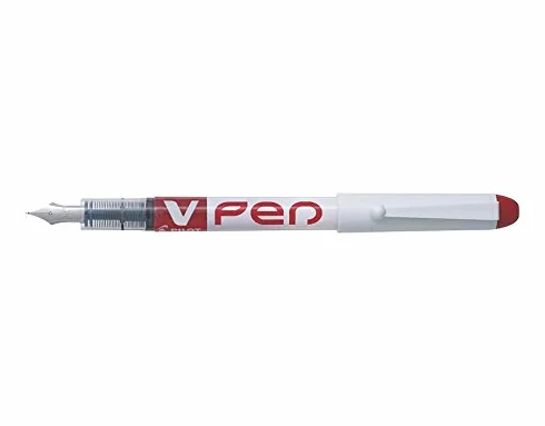 PILOT Set di 6 penne stilografiche usa e getta cancellabili V-Pen a punta media, colore: rosso