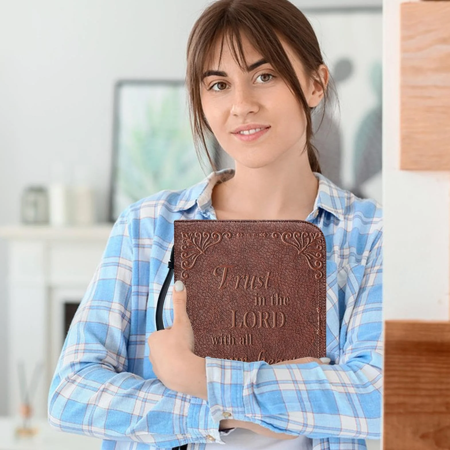 PU Leather Bible Carrier Bag with Handle - Portable Church Bags for Worship & Study