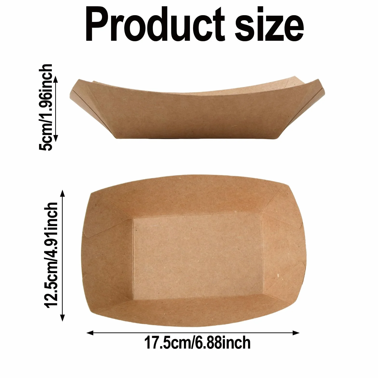 Vassoio Kraft 100 Pezzi 17.5x12.5 cm per Alimenti Fritti Patatine Snack