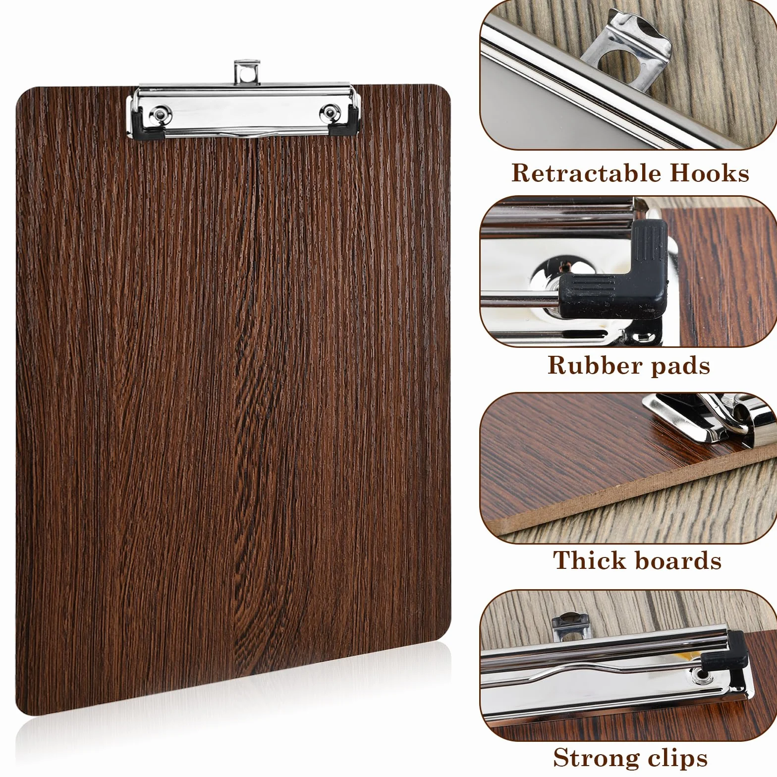 10 Pezzi Portablocco di Legno, Clipboard Menu Board, Portablocchi Appunti Porta-Pad Lavagna da Scrittura a4, Cartellina Rigida con Pinza e Foro, Cartella Portablocco per Scuola Ufficio Ristoranti