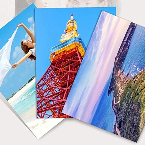 60 fogli di carta fotografica lucida 4R da 10,2 x 15,2 cm, 200 g/m², per stampanti a getto d'inchiostro, forniture per ufficio