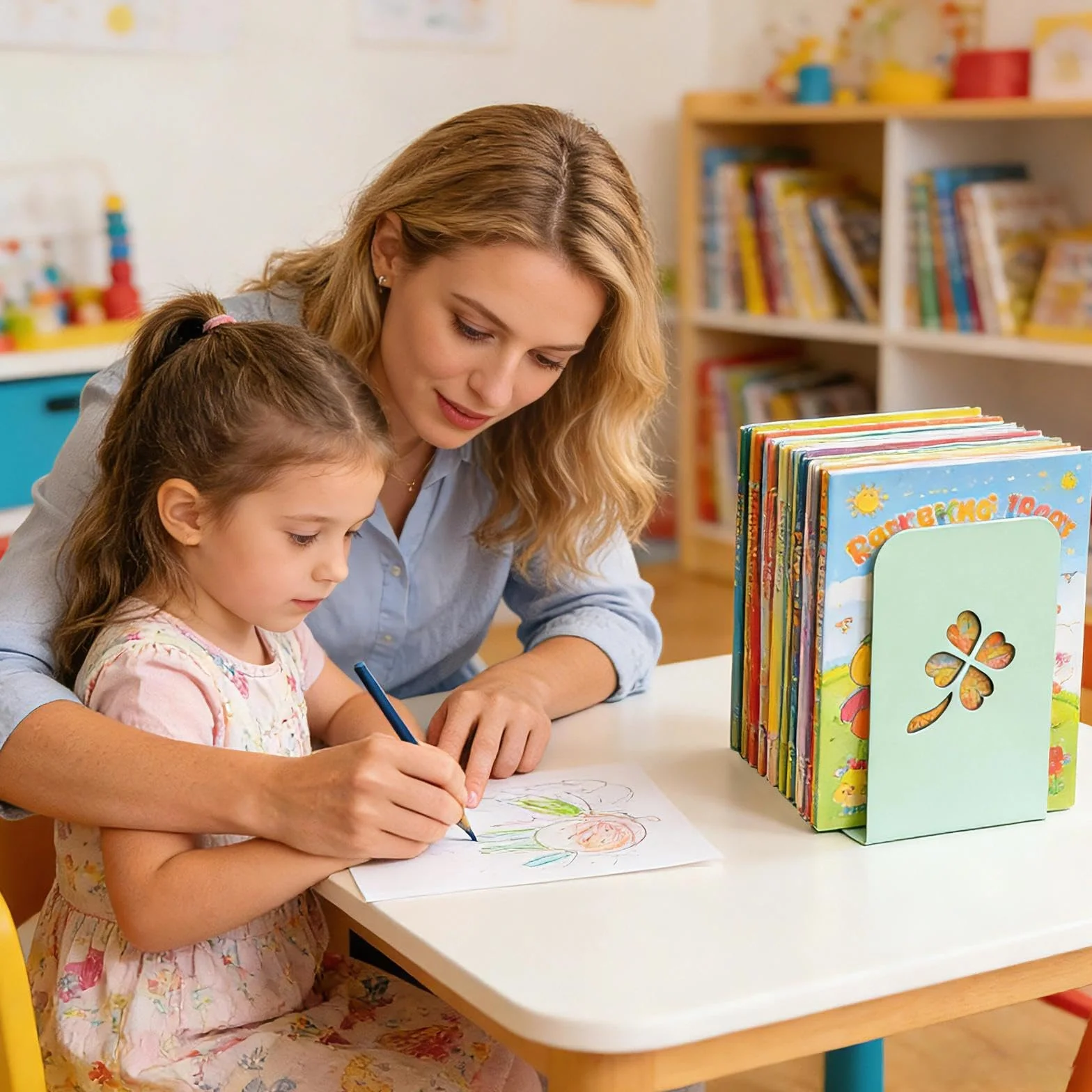Fermalibri per Bambini in Metallo a Forma di Quadrifoglio Antiscivolo